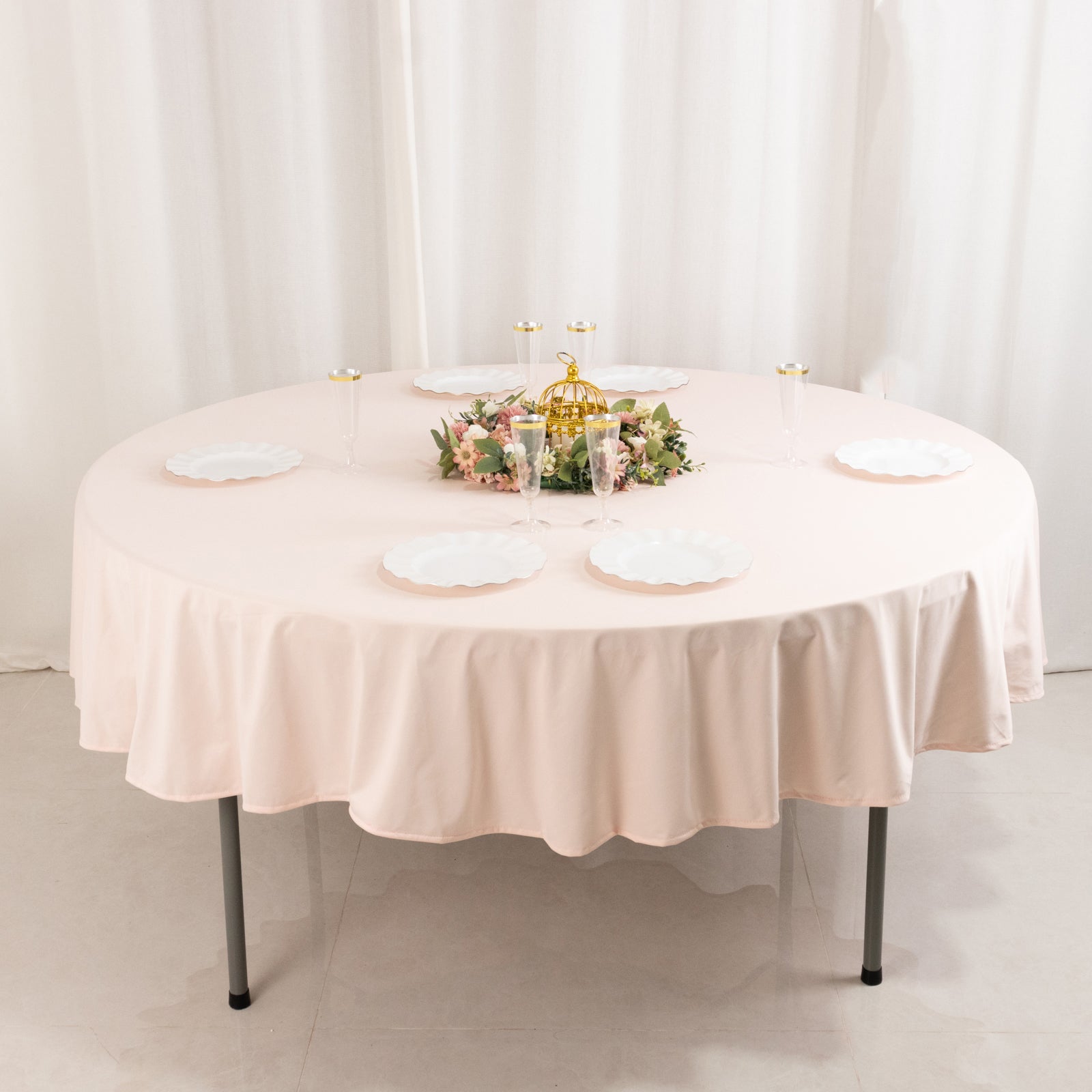 Scuba Round 90" Tablecloth Blush - Wrinkle Free & Stain Resistant Table Cover