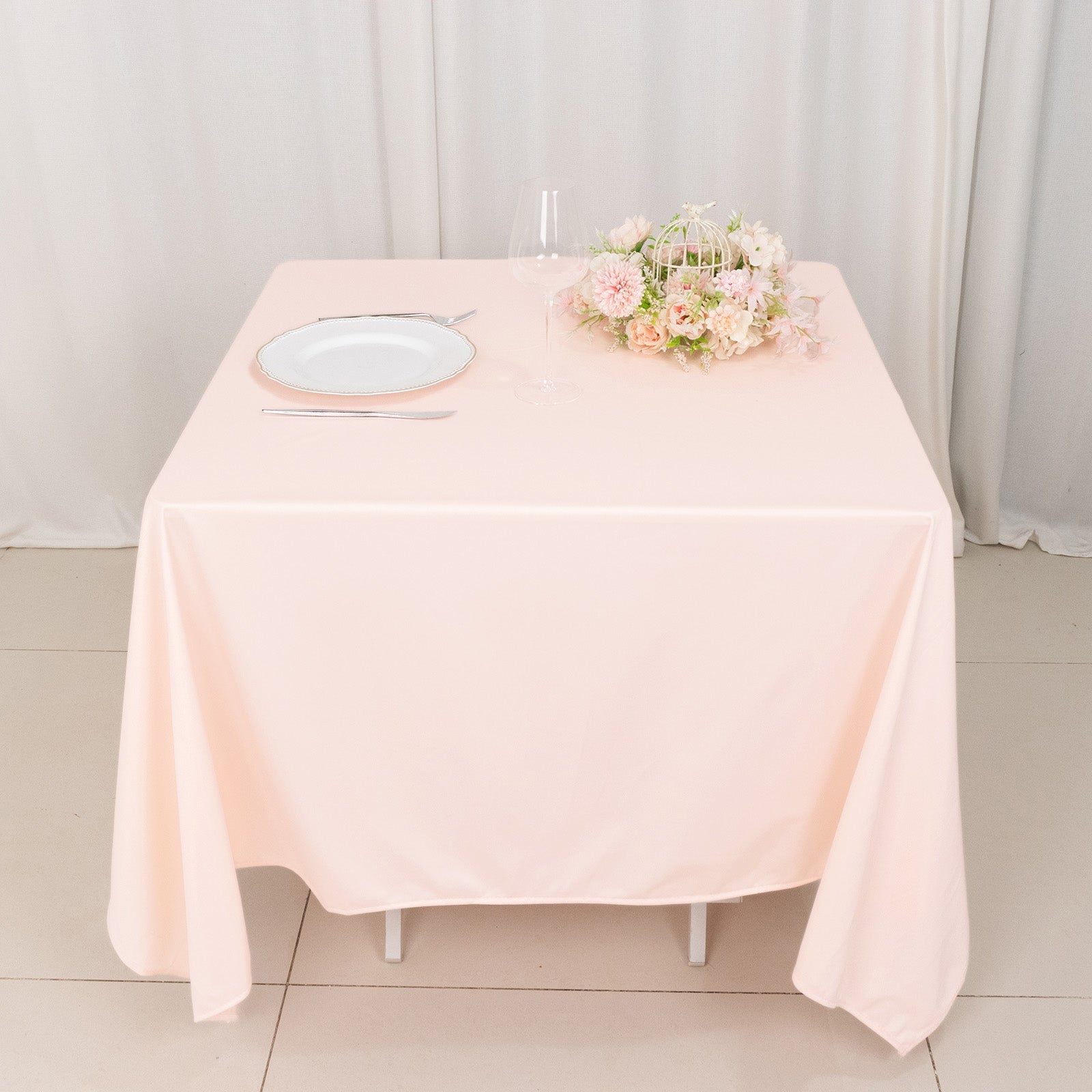 Scuba Square 70"x70" Tablecloth Blush - Wrinkle Free & Stain Resistant Table Cover