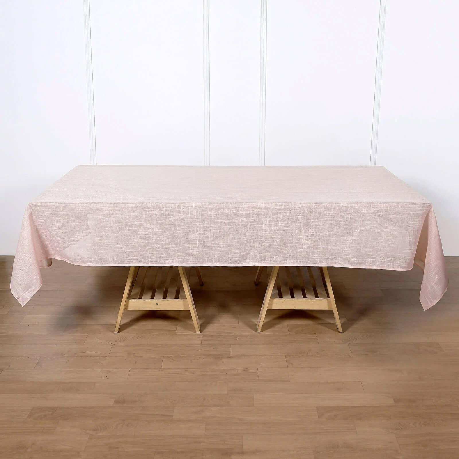 Faux Linen 60"x102" Rectangular Tablecloth Blush - Slubby Textured & Wrinkle Resistant Table Cover
