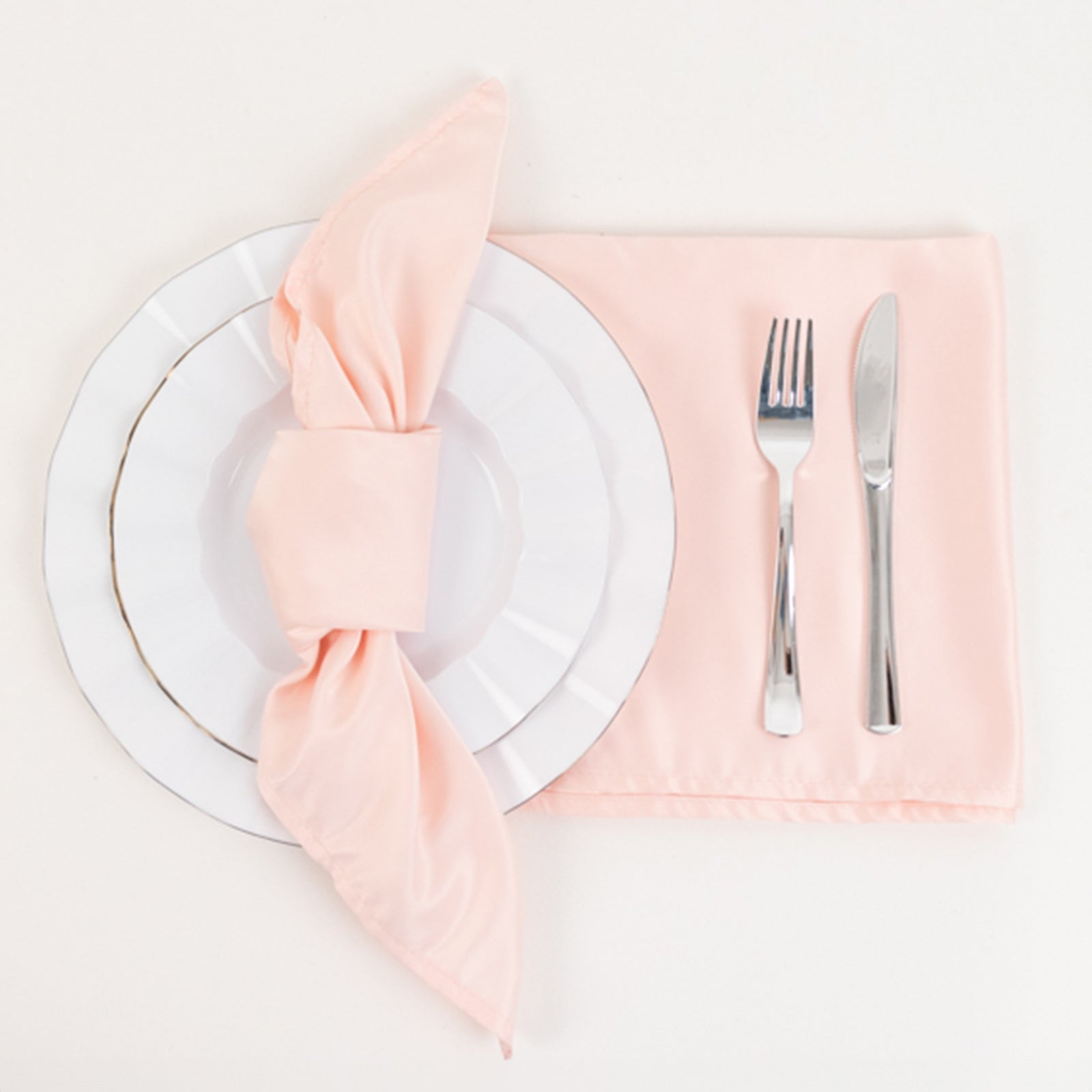 5 Pack Lamour Satin 20"x20" Napkins Blush - Soft Matte Finish Dinner Napkins