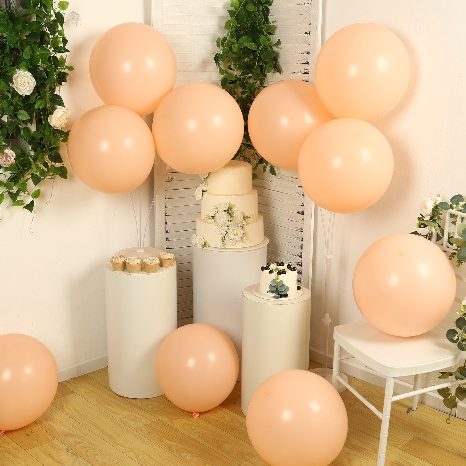 10 Pack Matte Pastel Blush Biodegradable Balloons 18", Round Eco-friendly Thick Latex Party Balloons