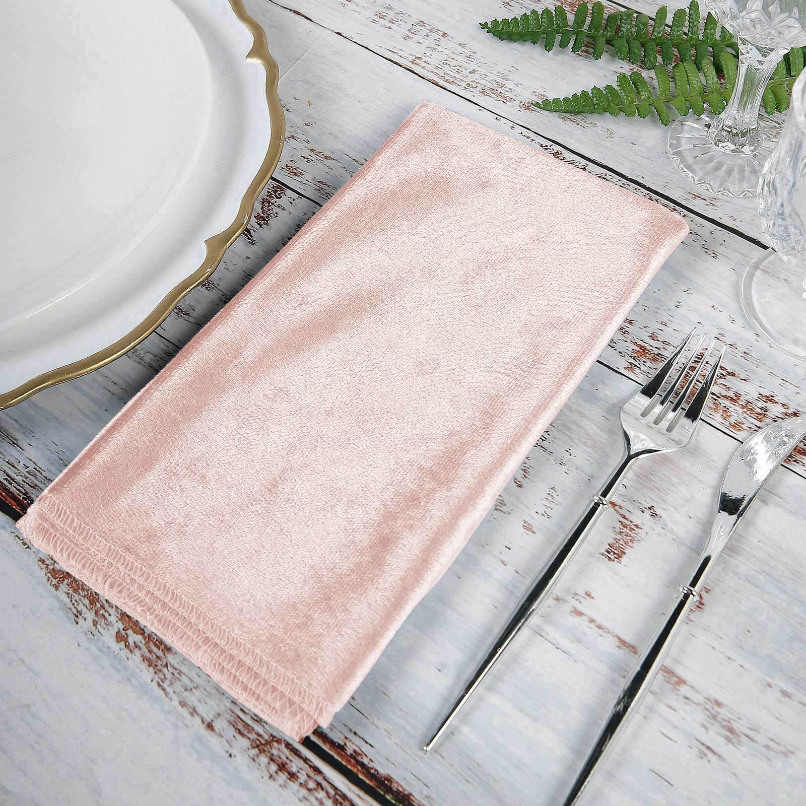 5 Pack Premium Velvet 20"x20" Napkins Blush - Soft Sheen Finish Cloth Napkins