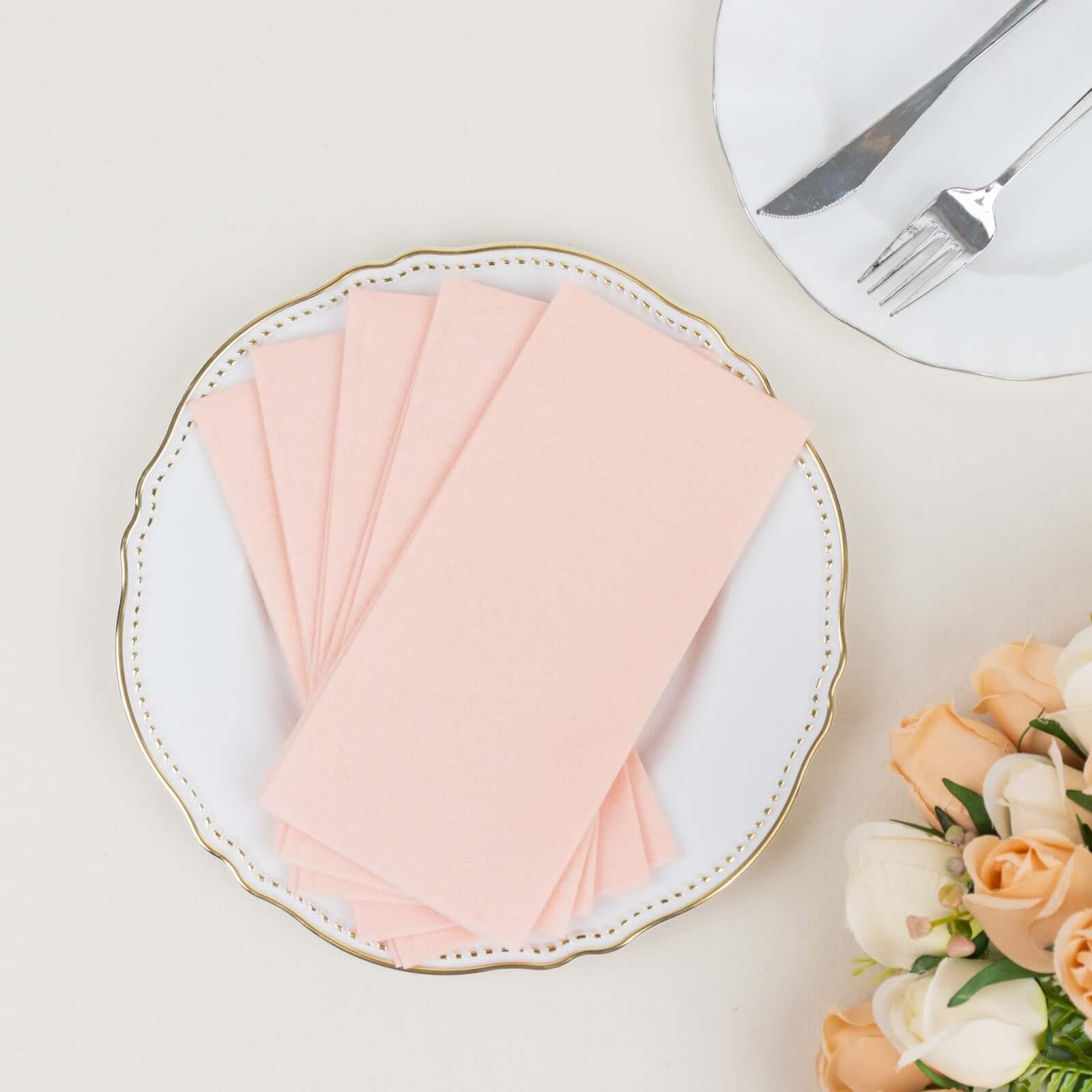 20 Pack Linen-Like Paper 8.5"x4" Napkins Blush - Highly Absorbent & Disposable Airlaid Guest Towels