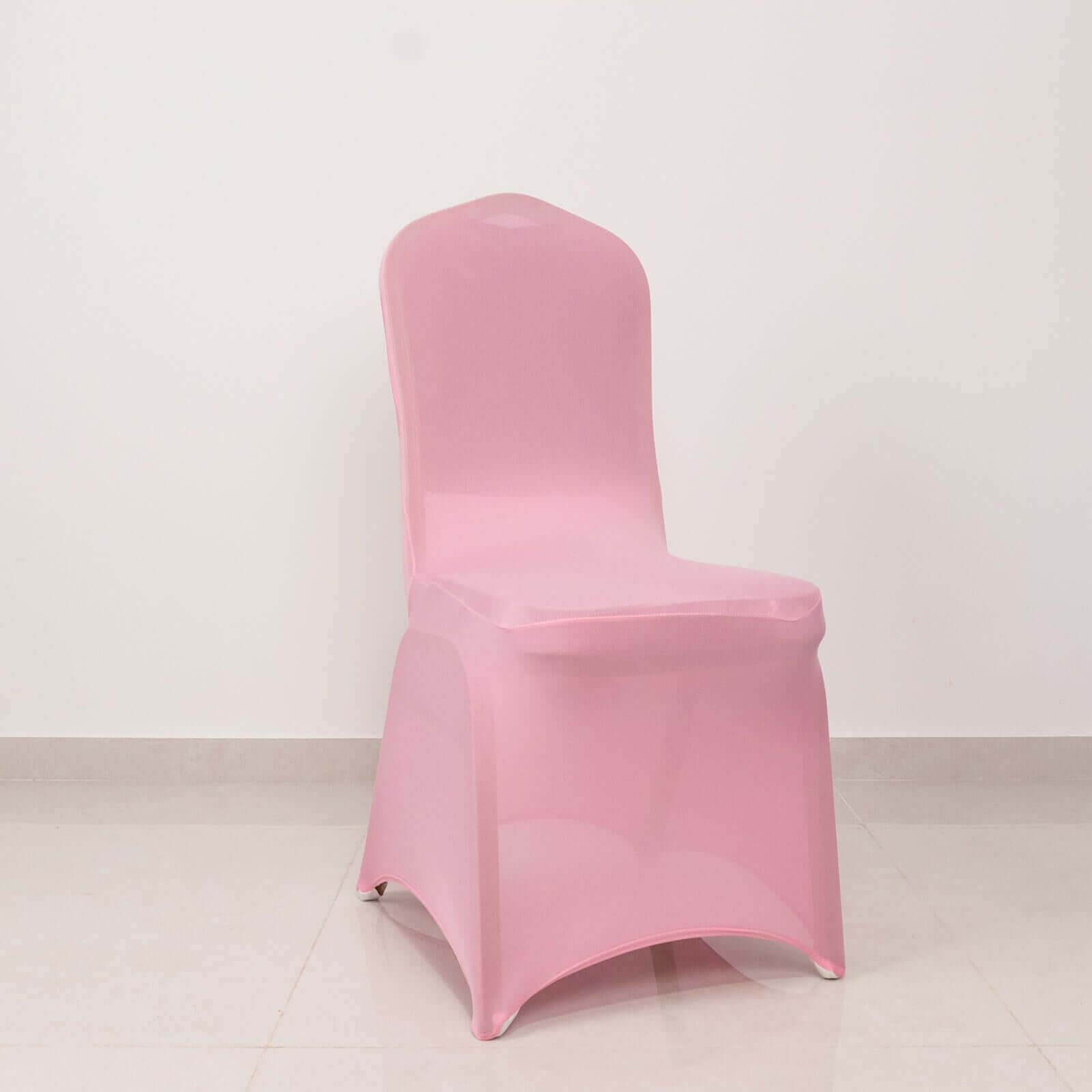Spandex Chair Cover with Silver Rhinestone Buckled Sash Band Pink - Stretch Fitted Slipcover