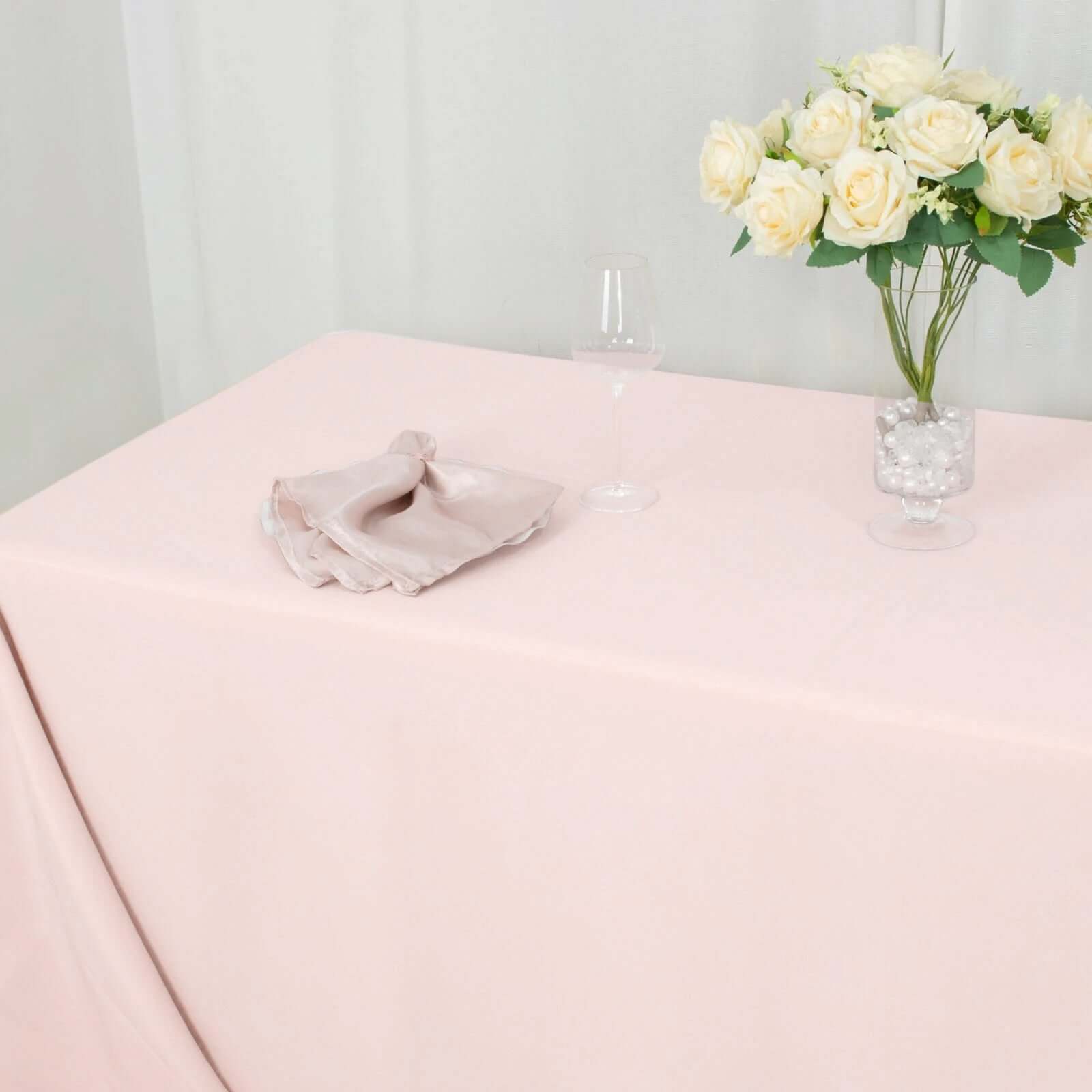 Premium Polyester 90"x132" Rectangle Tablecloth Blush - Seamless 220GSM Stain-Resistant Table Cover
