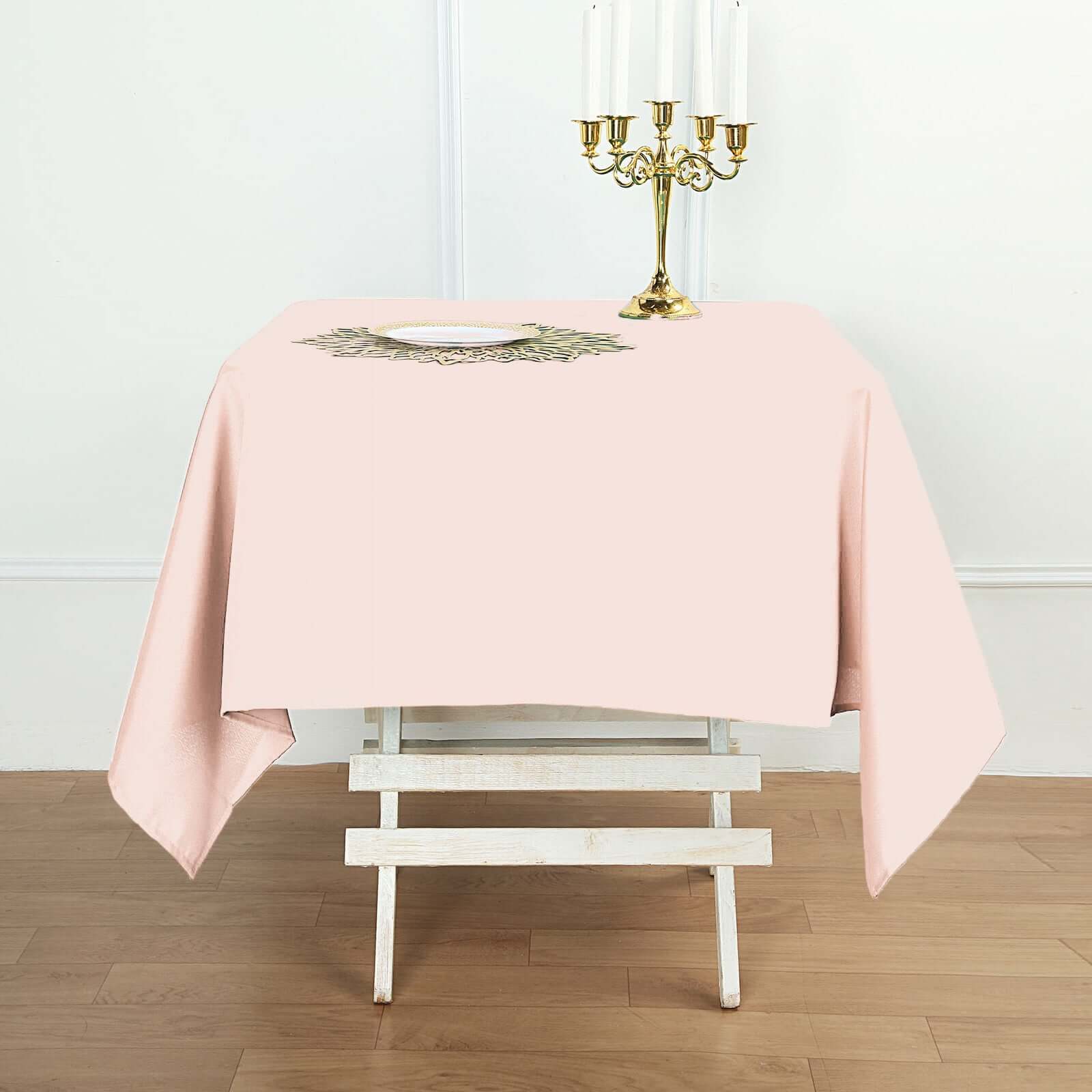 Polyester Square 54"x54" Tablecloth Blush - Wrinkle-Resistant & Durable Table Cover