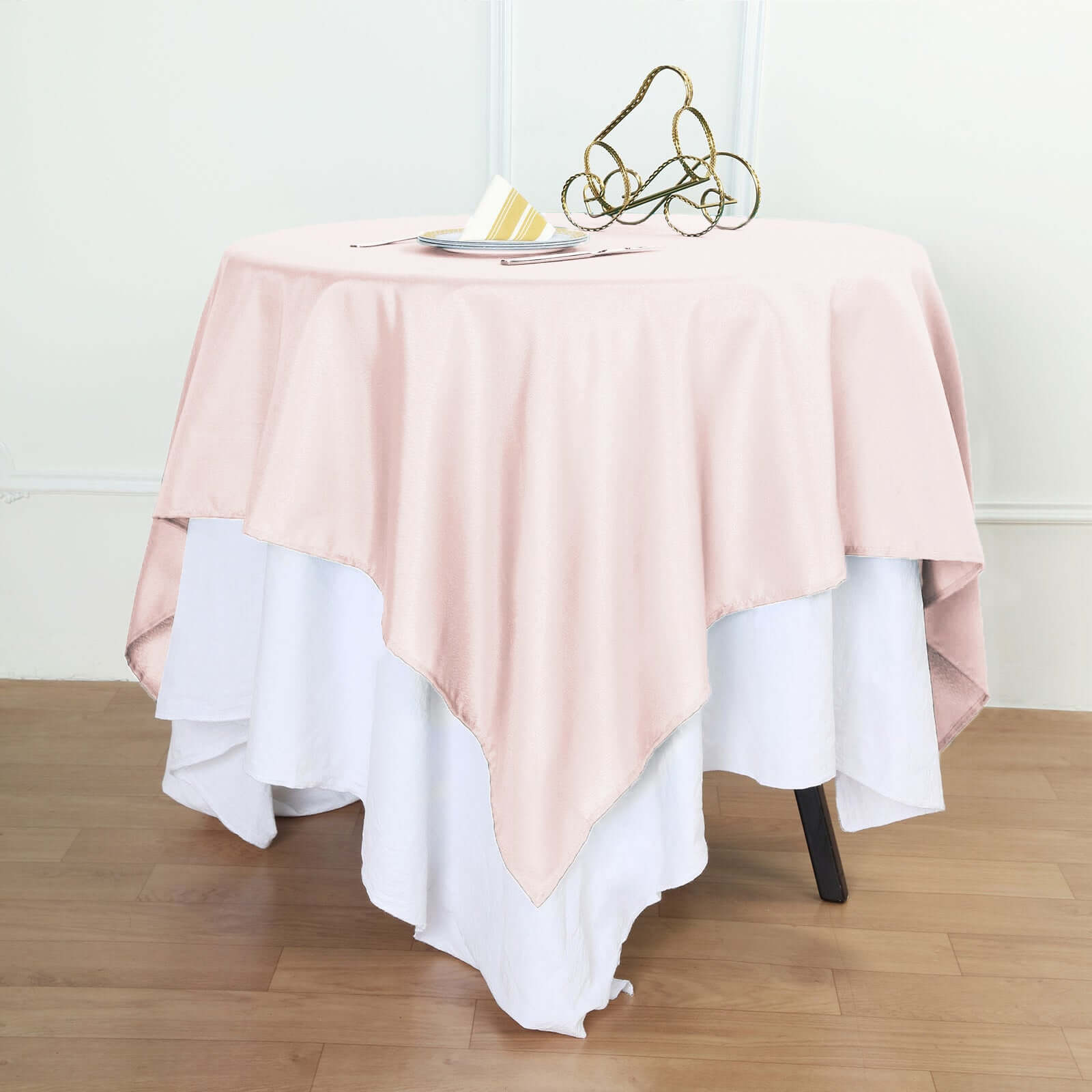 Polyester Square 54"x54" Tablecloth Blush - Wrinkle-Resistant & Durable Table Cover