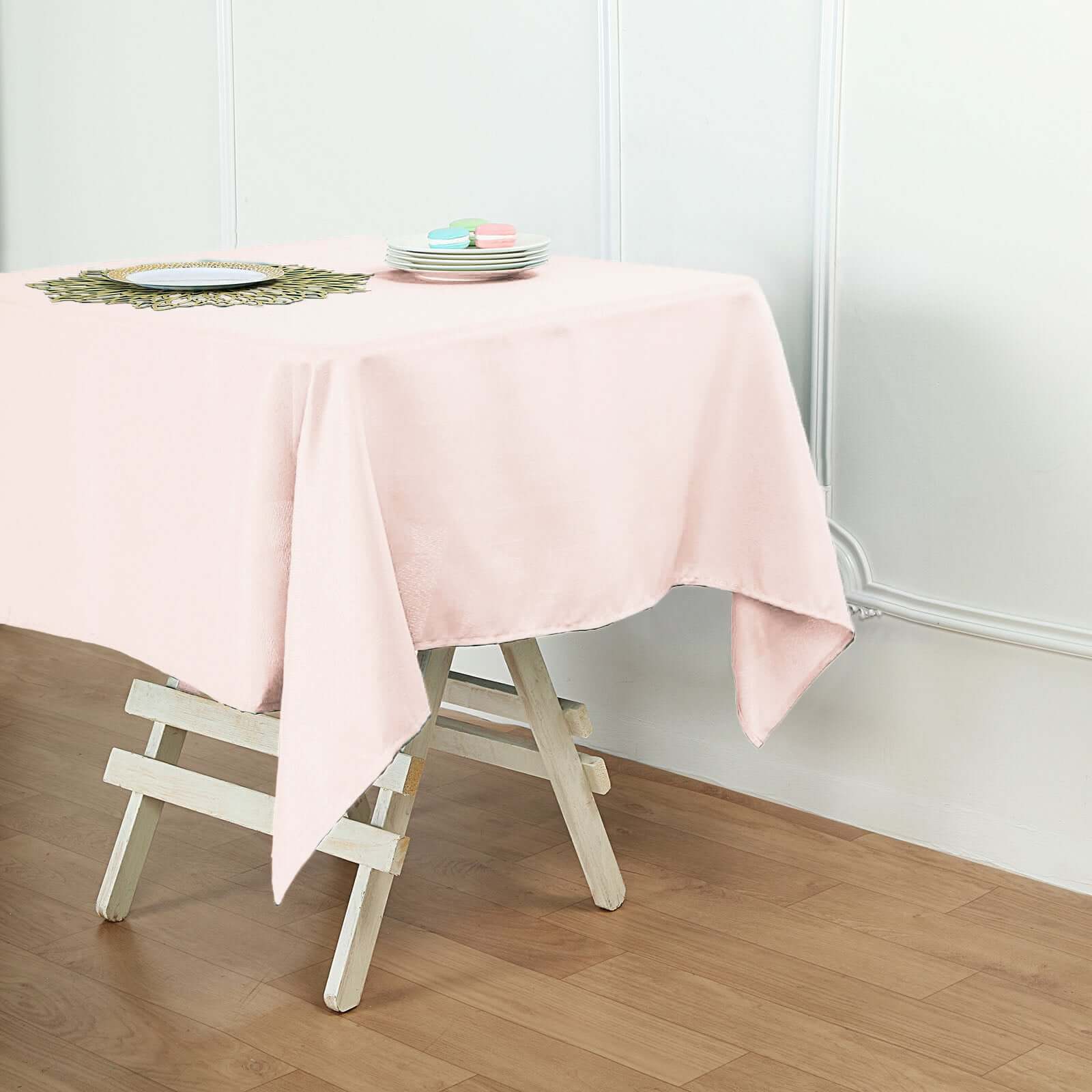 Polyester Square 54"x54" Tablecloth Blush - Wrinkle-Resistant & Durable Table Cover