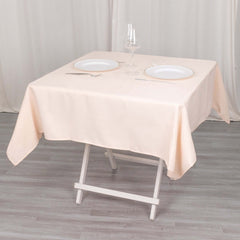 Premium Polyester 54"x54" Table Overlay Square Tablecloth Blush - Stain and Wrinkle-Resistant 220GSM Table Topper