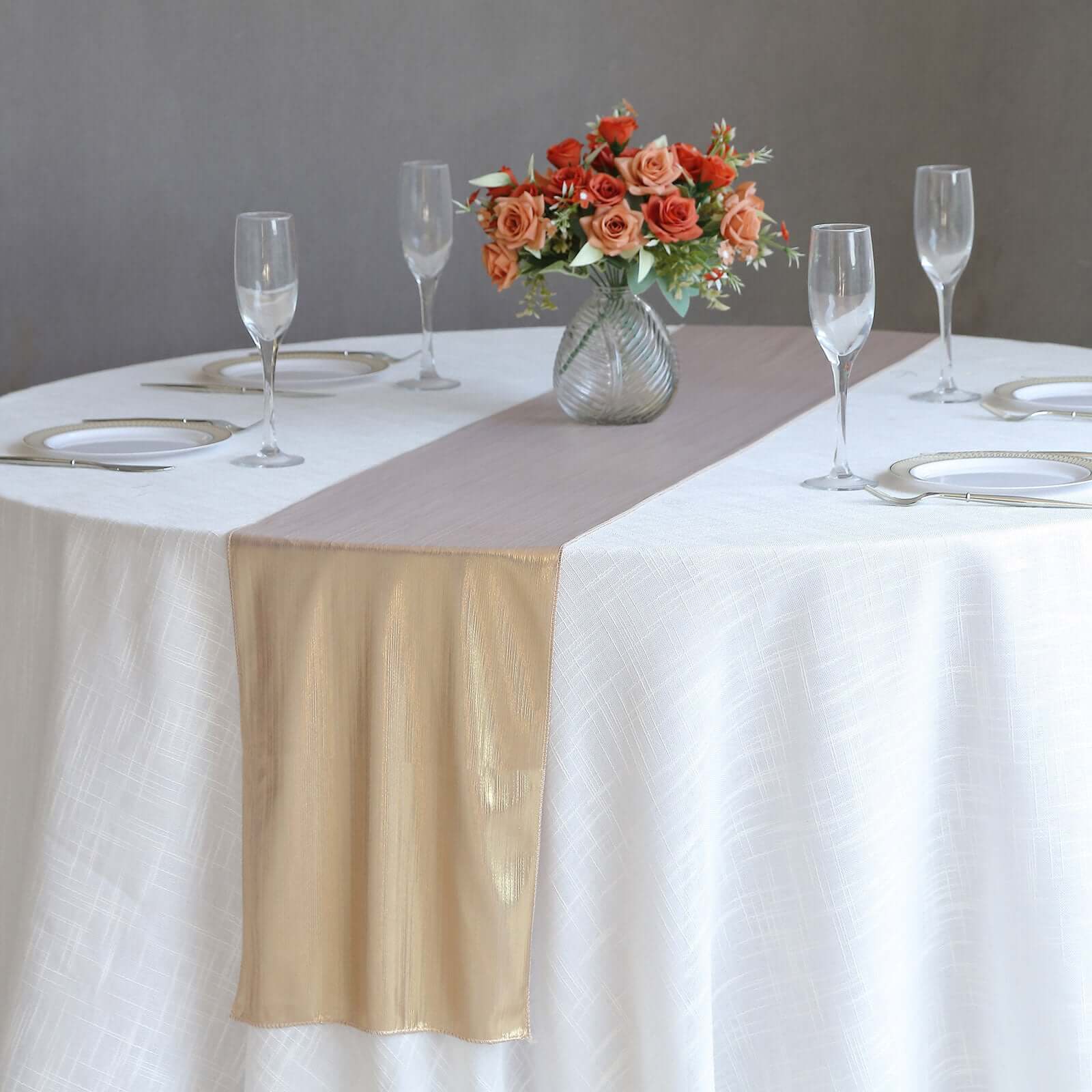 Polyester 12"x108" Table Runner Blush Shimmer Sequin Dots - Wrinkle-Free Finish Table Linen