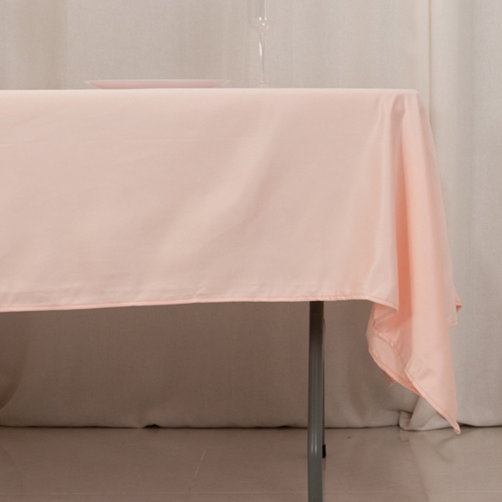 Lamour Satin 60"x102" Rectangle Tablecloth Blush - Durable & Silky Soft Feel Table Cover
