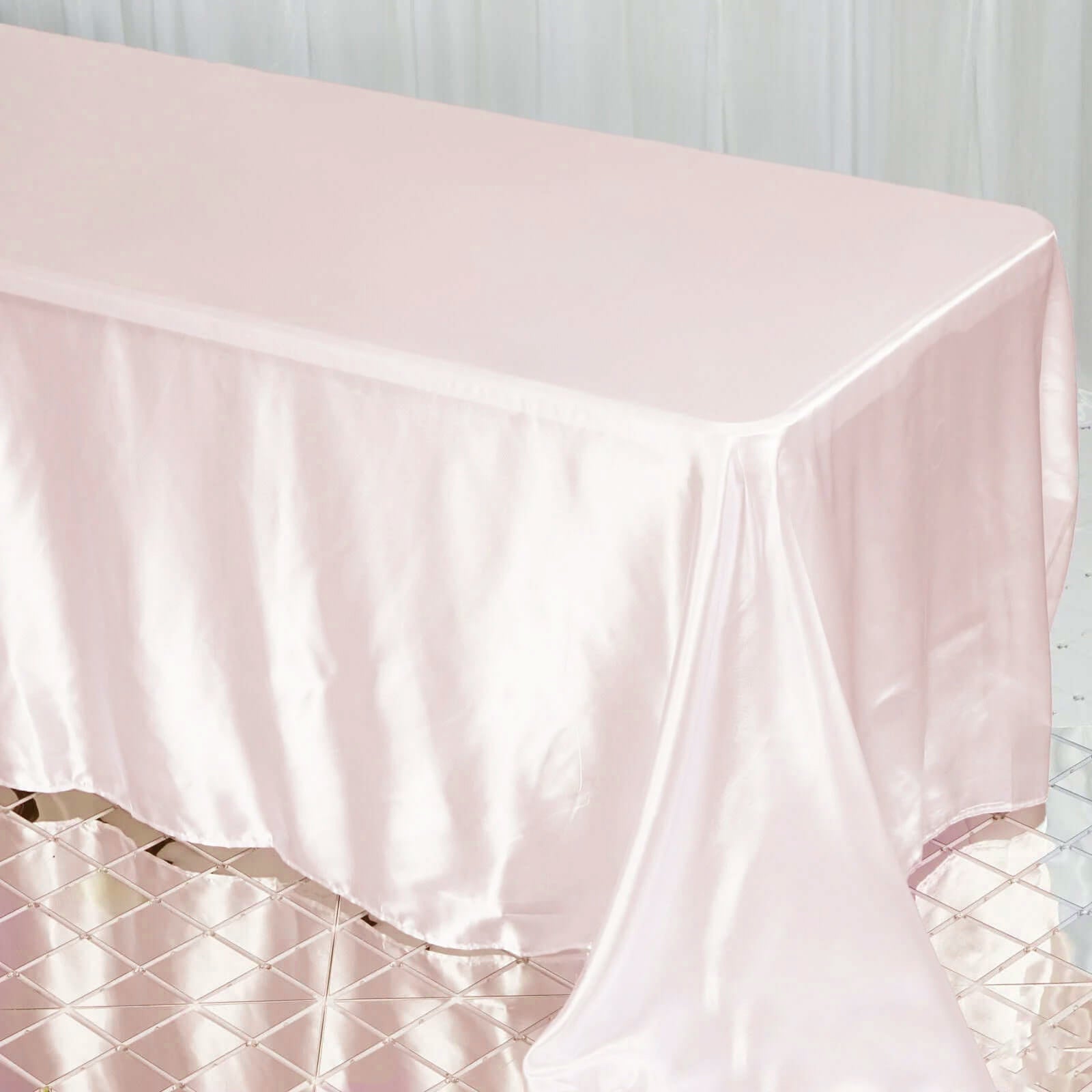 Satin Rectangular 90"x132" Tablecloth Blush - Seamless Table Cover