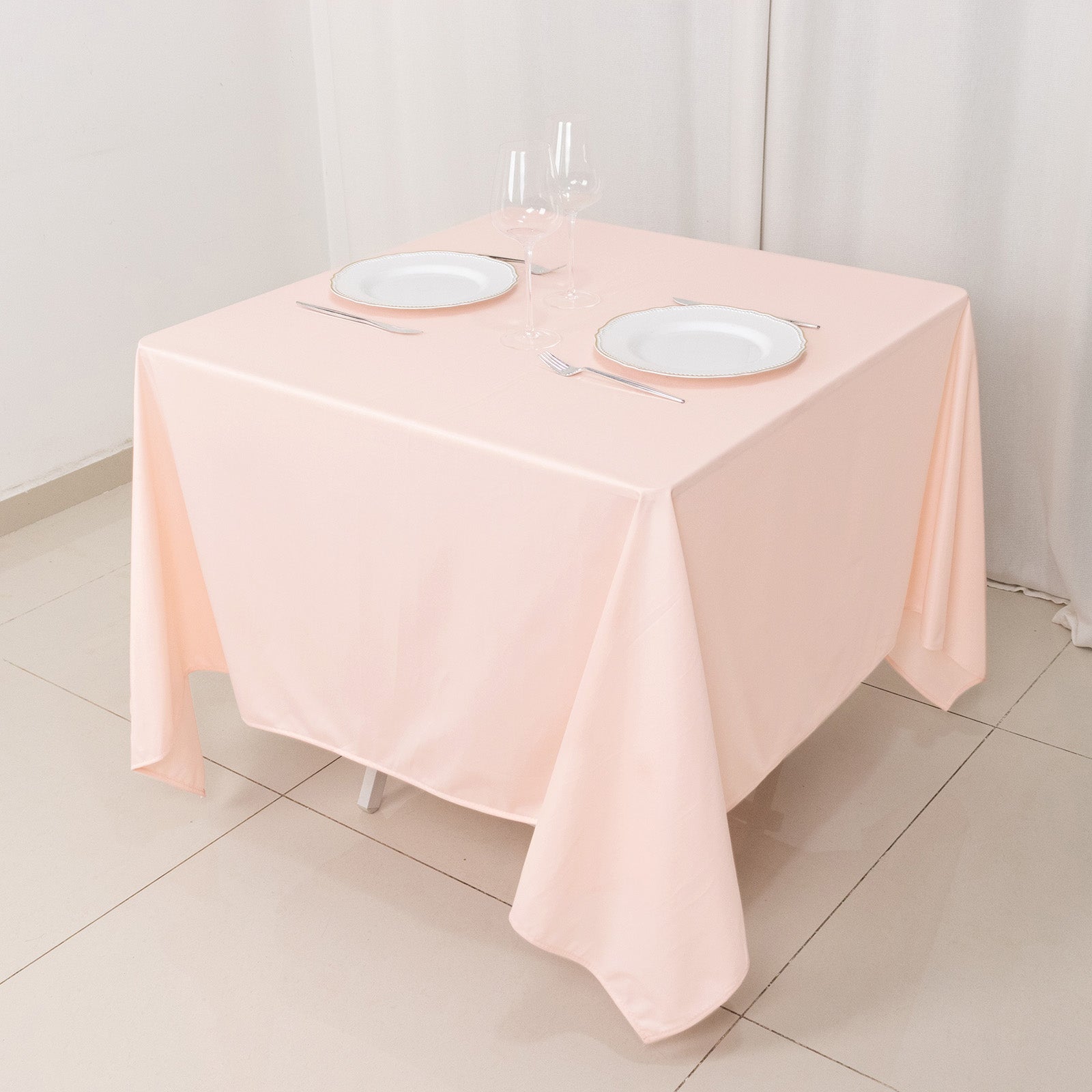Scuba Square 70"x70" Tablecloth Blush - Wrinkle Free & Stain Resistant Table Cover