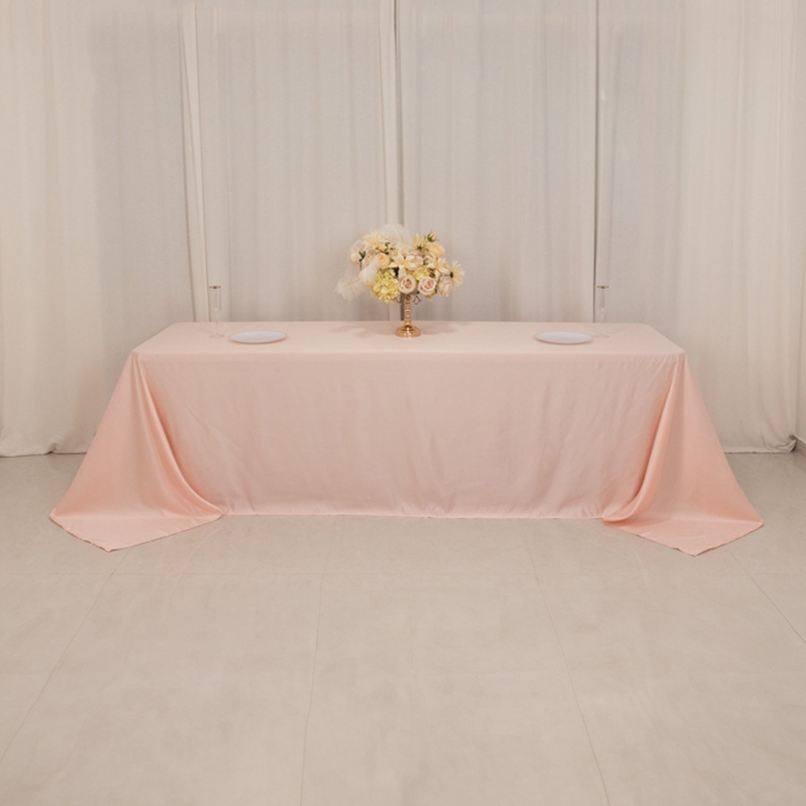 Lamour Satin 90"x156" Rectangle Tablecloth Blush - Luxurious, Soft Seamless Table Cover