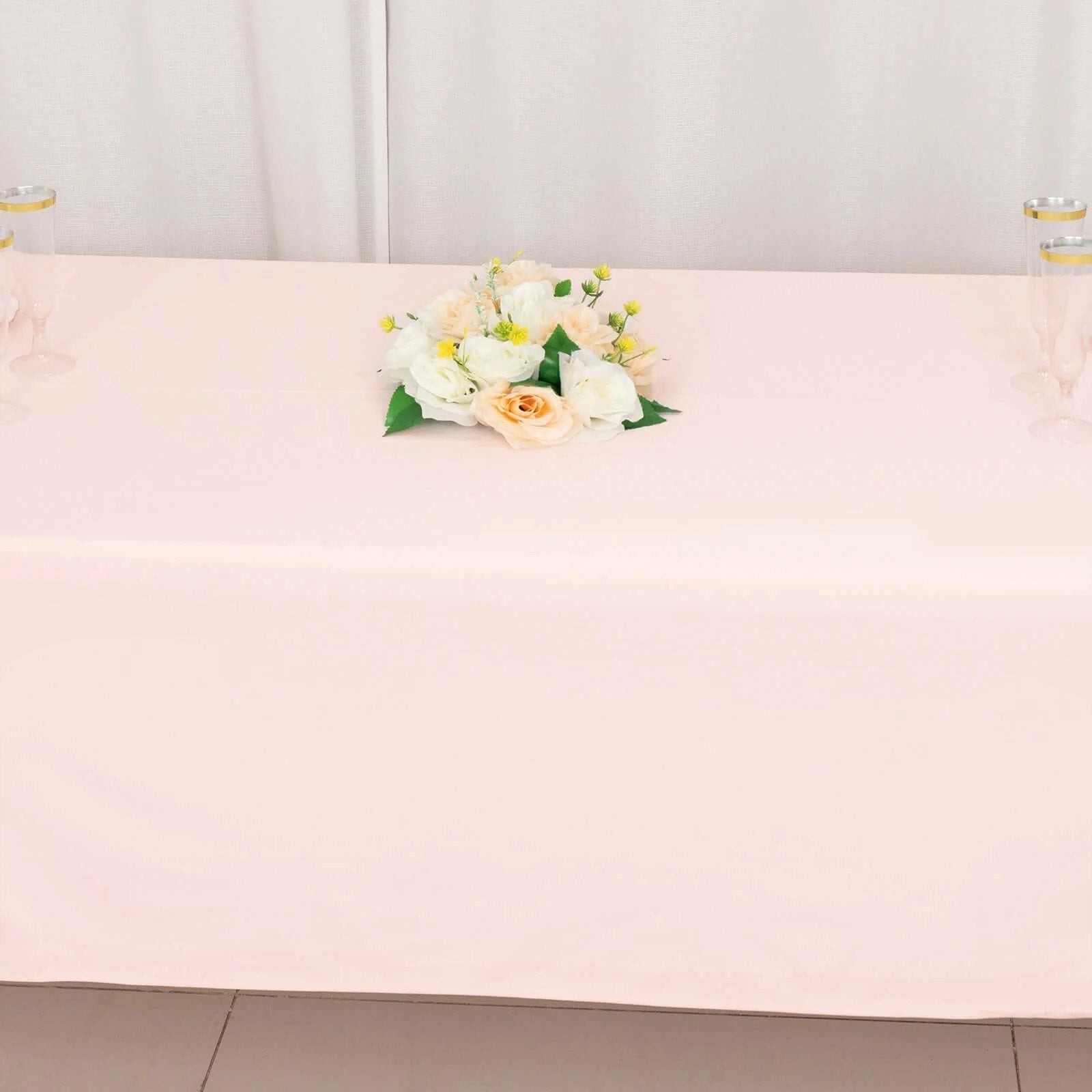 Scuba Rectangular 60"x102" Tablecloth Blush - Wrinkle Free & Stain Resistant Table Cover