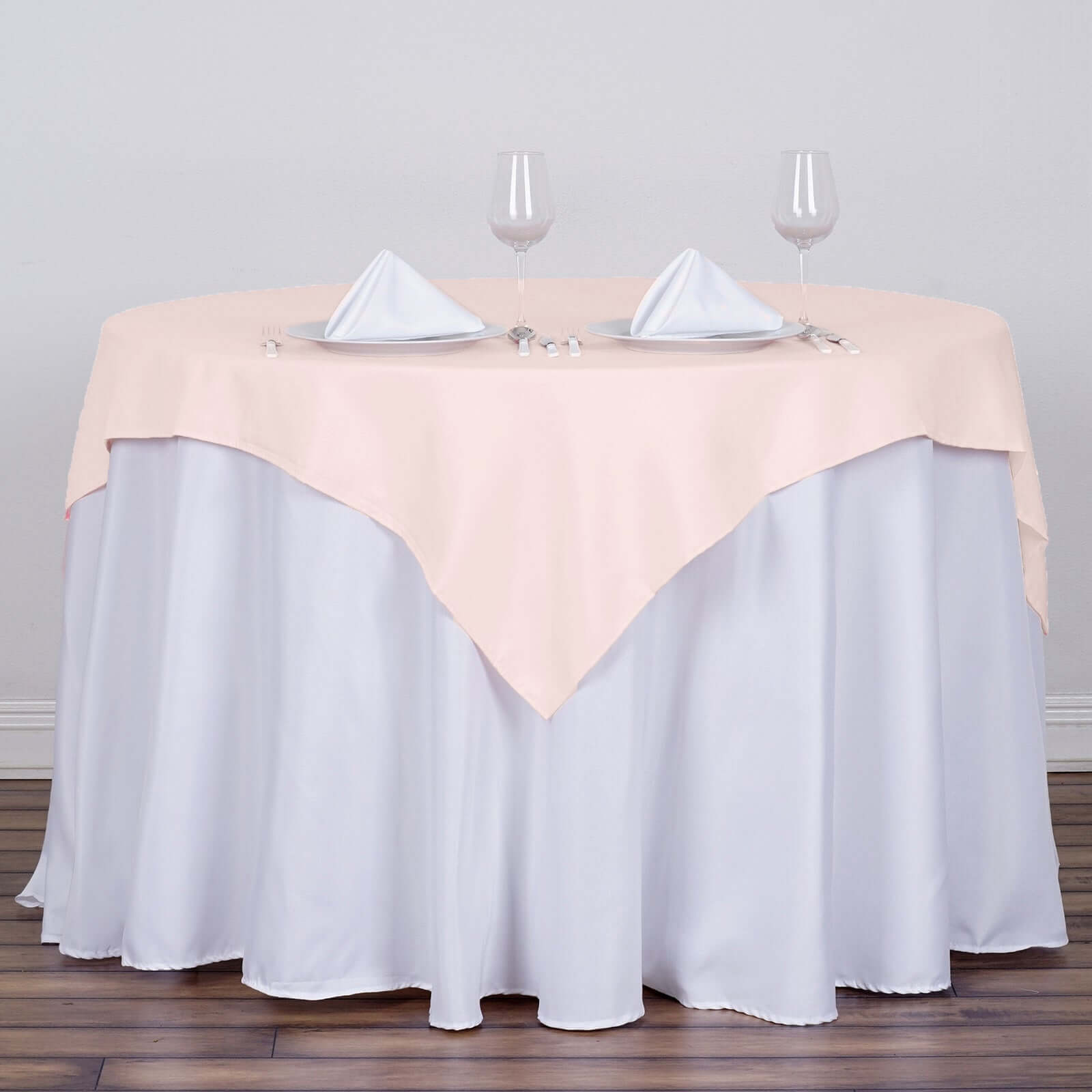 Polyester 54"x54" Table Overlay Square Tablecloth Blush - Wrinkle-Resistant & Durable Table Cover