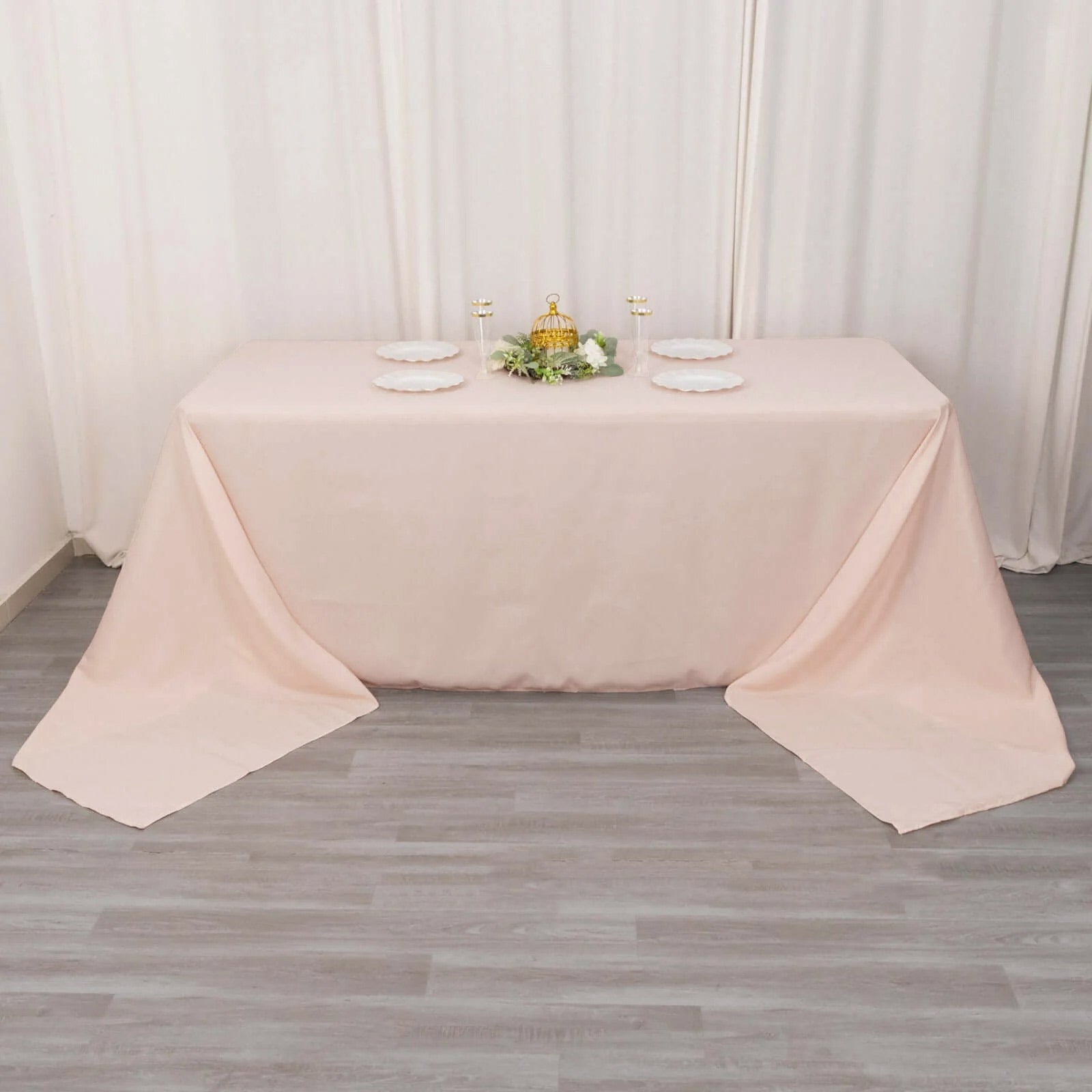 Premium Polyester 90"x156" Rectangle Tablecloth Blush - Seamless 220GSM Stain-Resistant Table Cover