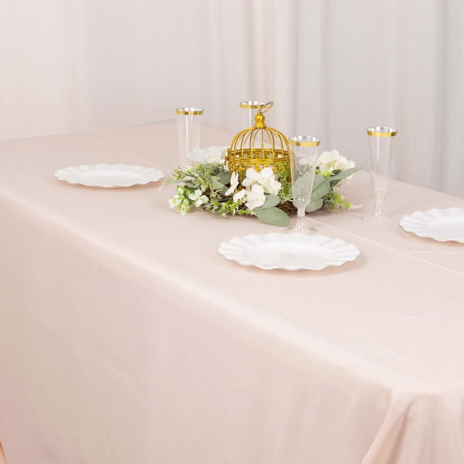 Premium Polyester 90"x156" Rectangle Tablecloth Blush - Seamless 220GSM Stain-Resistant Table Cover