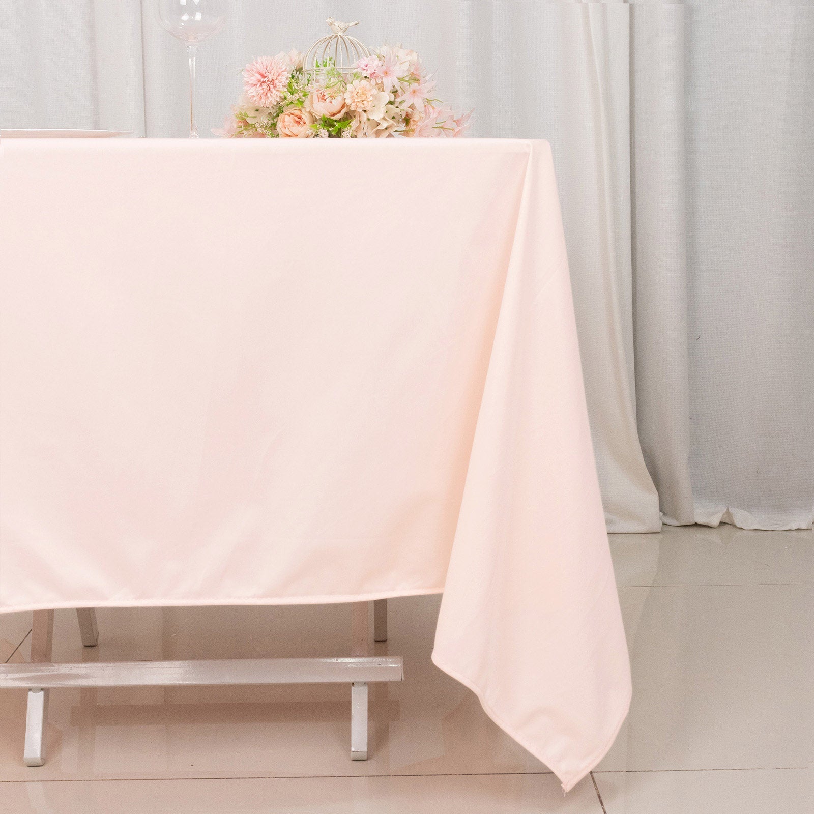 Scuba Square 70"x70" Tablecloth Blush - Wrinkle Free & Stain Resistant Table Cover