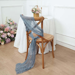 5 Pack Cheesecloth Gauze 16"x88" Chair Sashes Dusty Blue - Boho Chair Decorations
