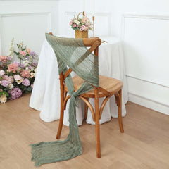 5 Pack Cheesecloth Gauze 16"x88" Chair Sashes Dusty Sage Green - Boho Chair Decorations