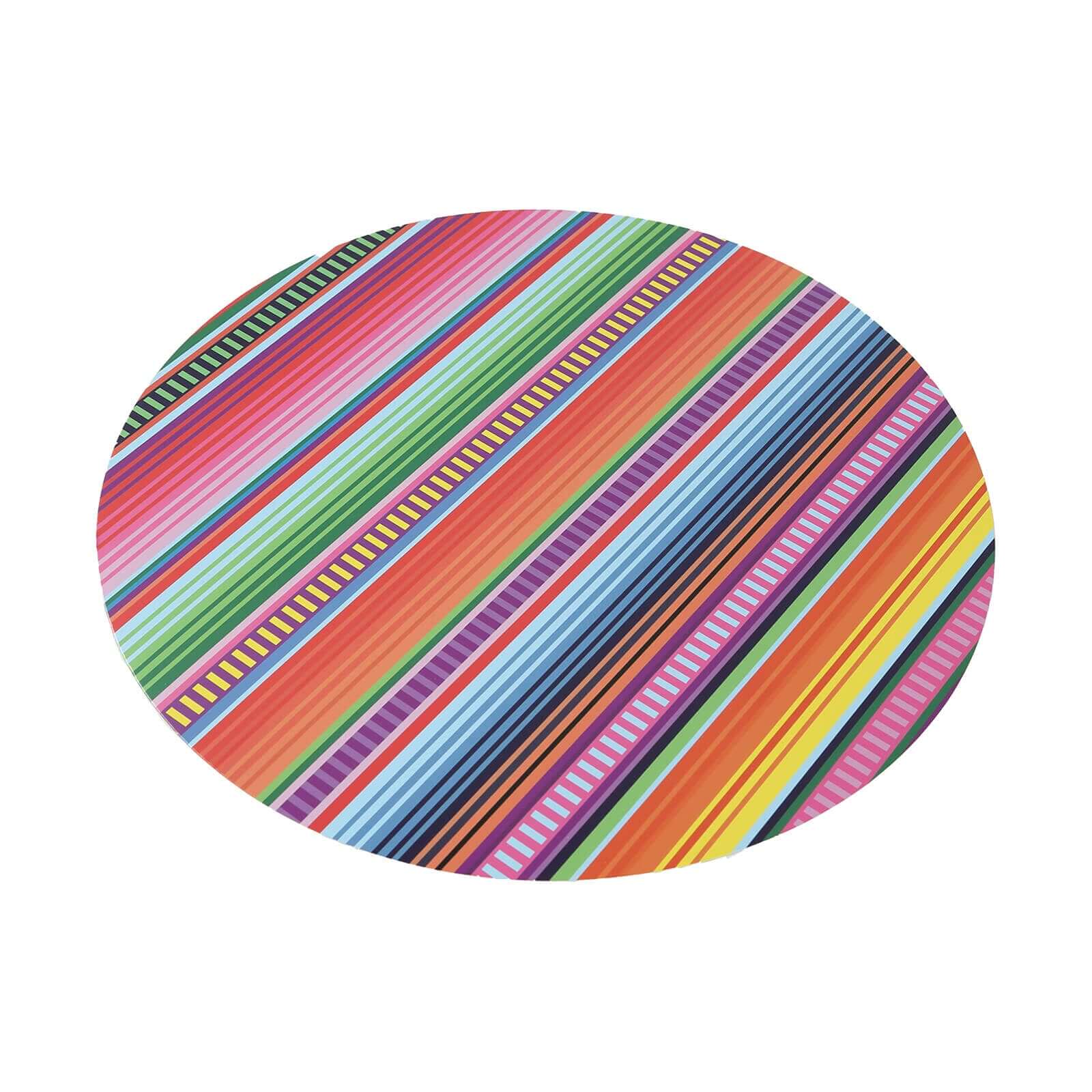 10-Pack Disposable Table Placemats with Multicolor Mexican Serape Fiesta Striped Print - 300GSM Festive Paper Placemats for Cinco de Mayo & Mexican-Themed Events 13"