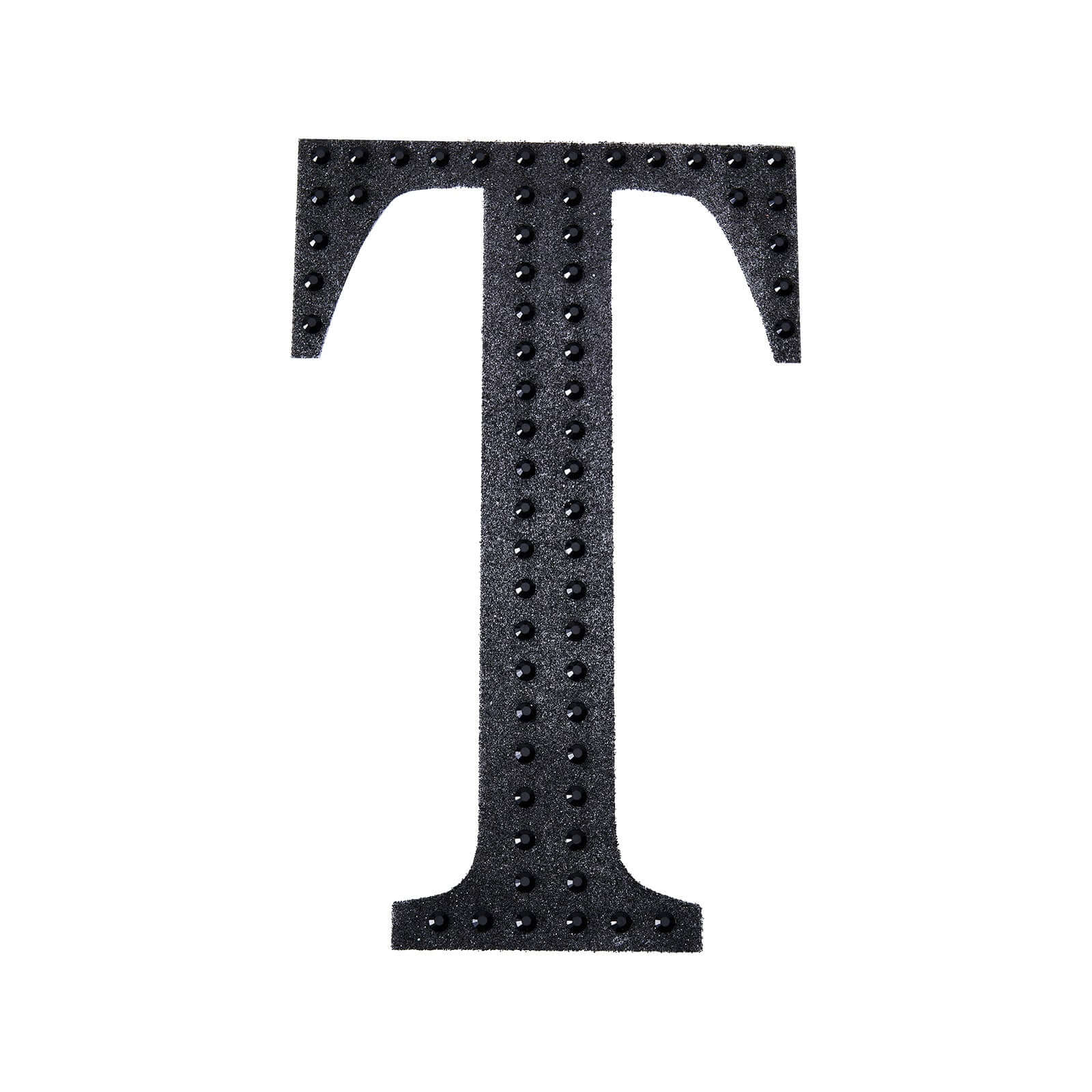 Decorative Rhinestone Alphabet "T" Letter Stickers, Glitter Adhesive Craft Letters Black DIY Sparkle Embellishments 4"