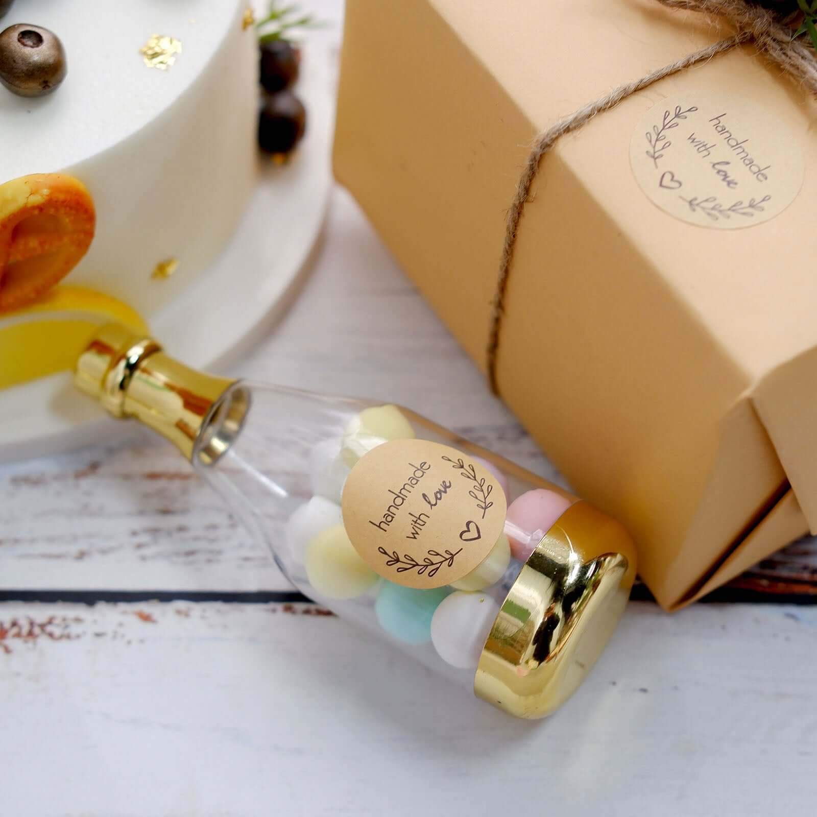 500Pcs 1.5” Handmade with Love Olive Branch Stickers Roll, Cookie and Bakery Box Labels - Round