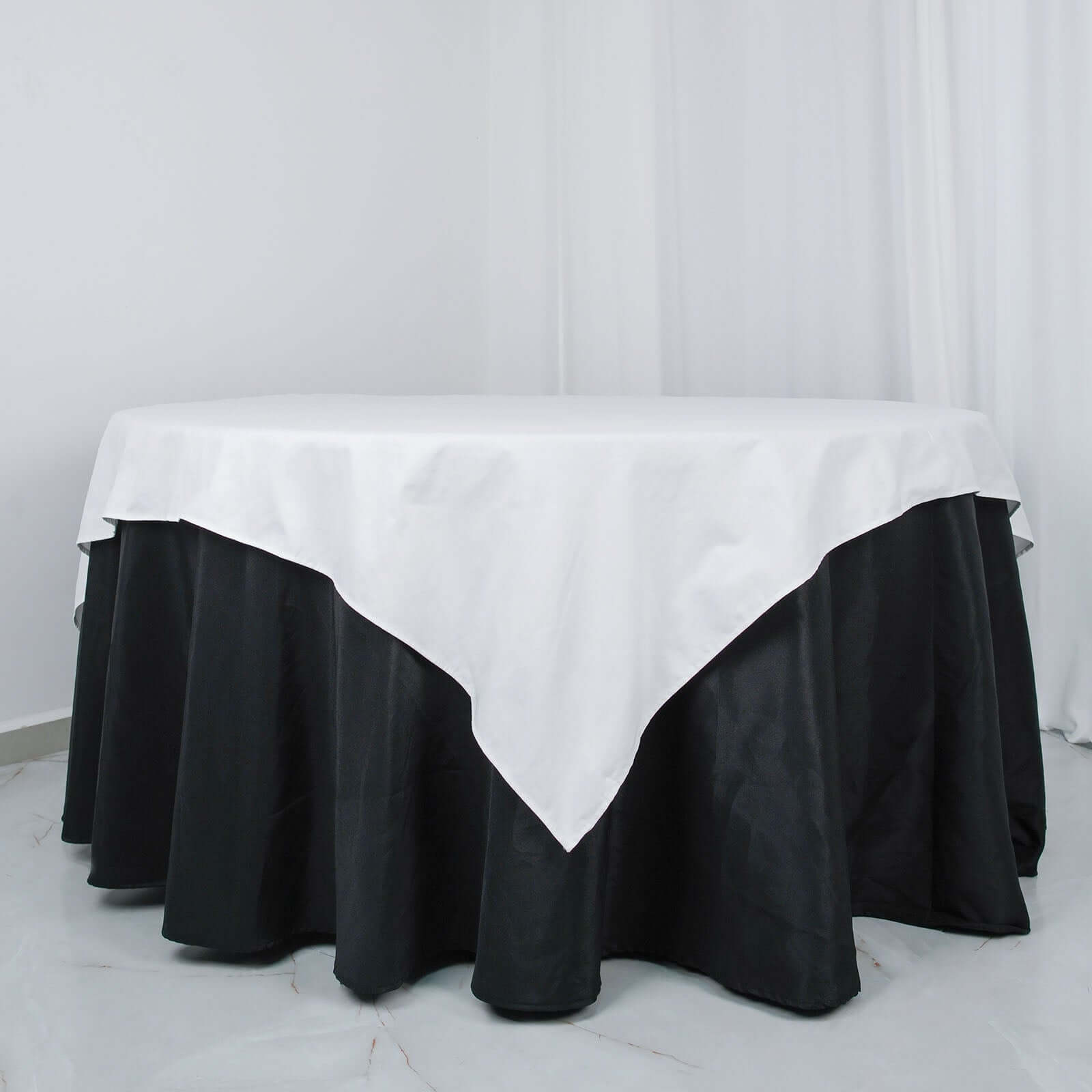 100% Cotton 70"x70" Table Overlay Square Tablecloth White Linen - Sophisticated, Soft & Breathable Fabric Table Cover