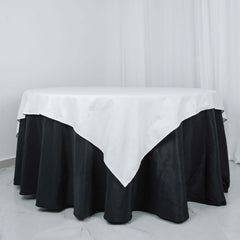 100% Cotton 70"x70" Table Overlay Square Tablecloth White Linen - Sophisticated, Soft & Breathable Fabric Table Cover