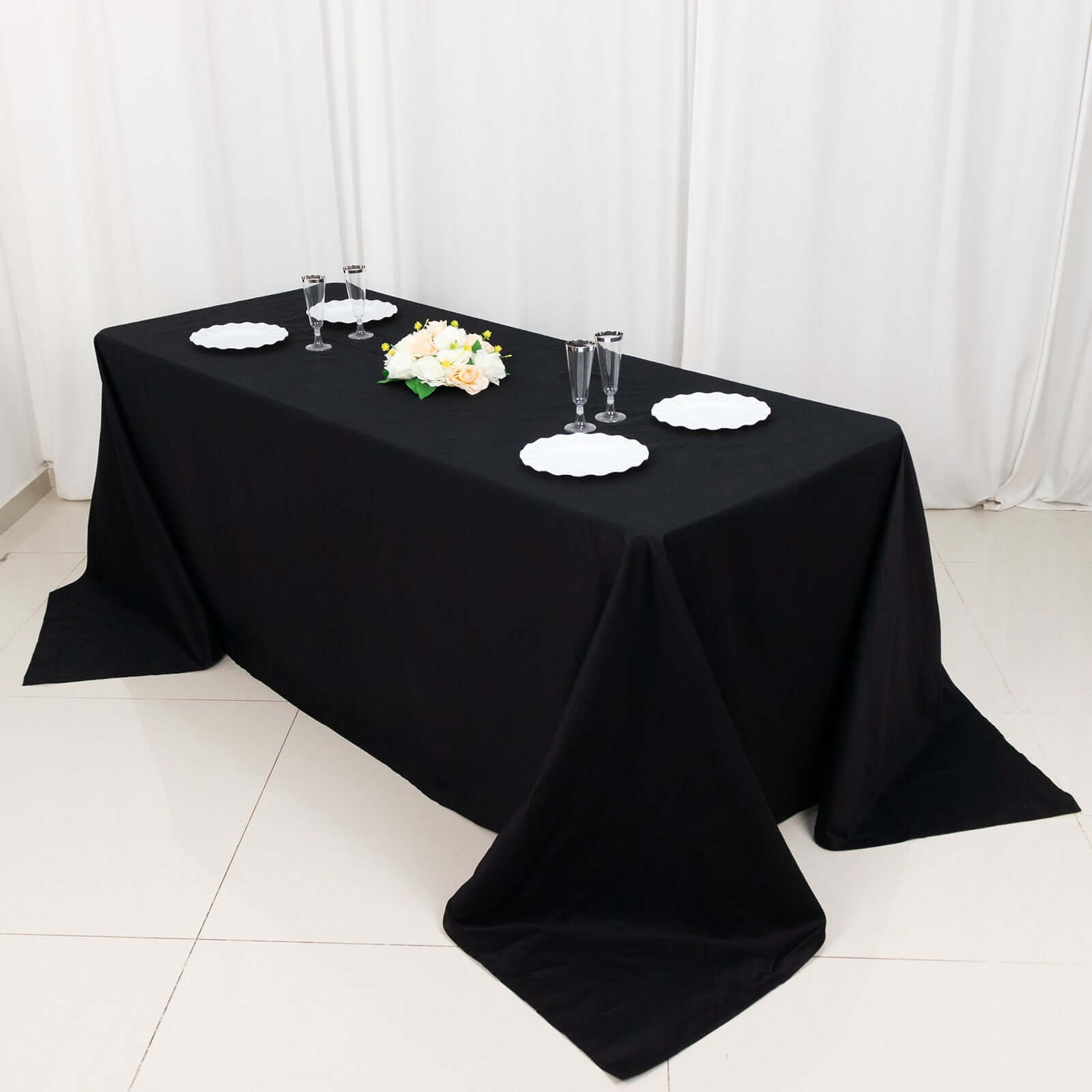 100% Cotton 90"x132" Rectangle Tablecloth Black Linen - Seamless, Soft & Breathable Table Cover