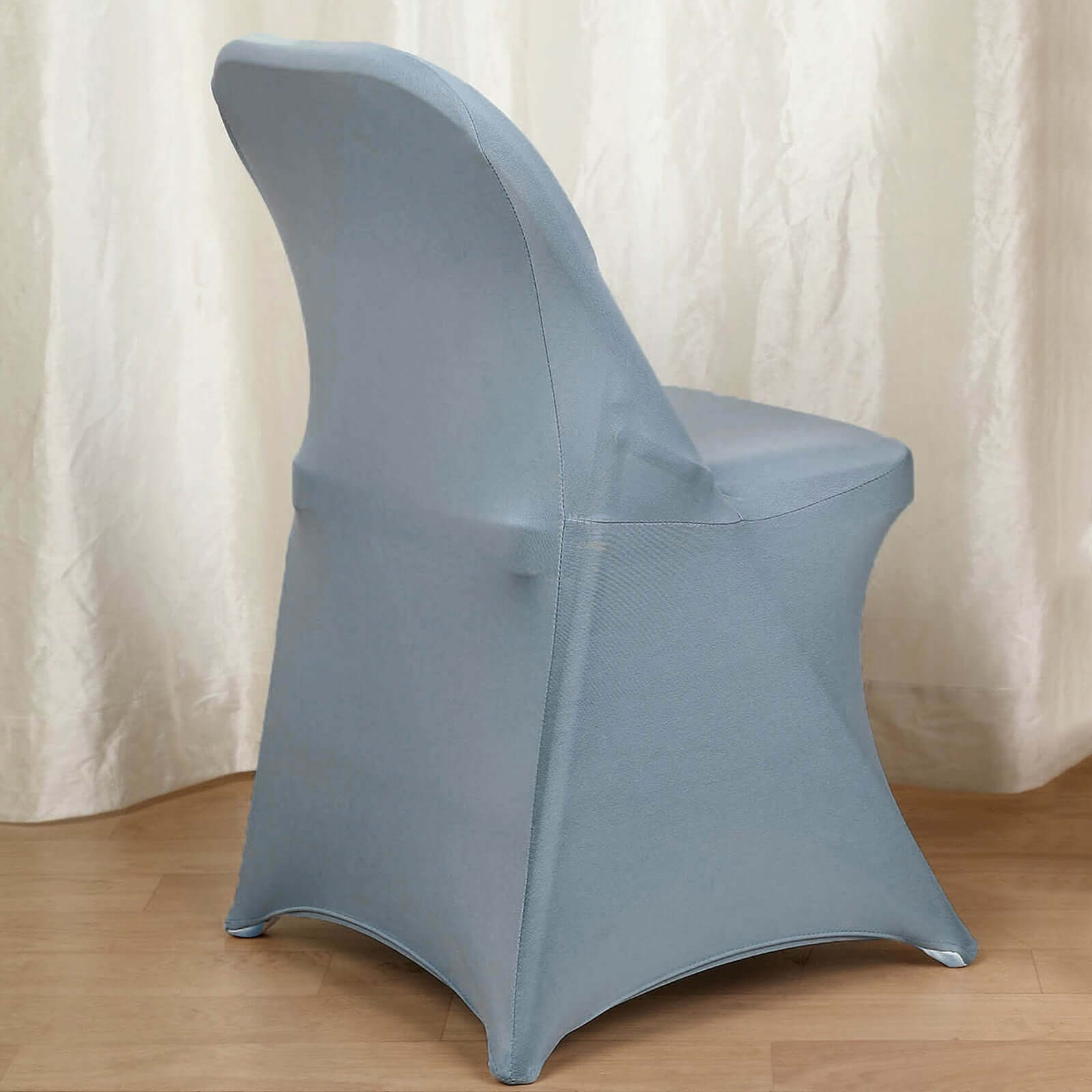 Stretch Spandex Chair Cover Dusty Blue for Folding Chairs - Reusable & Wrinkle-Resistant 160GSM Fitted Slipcover