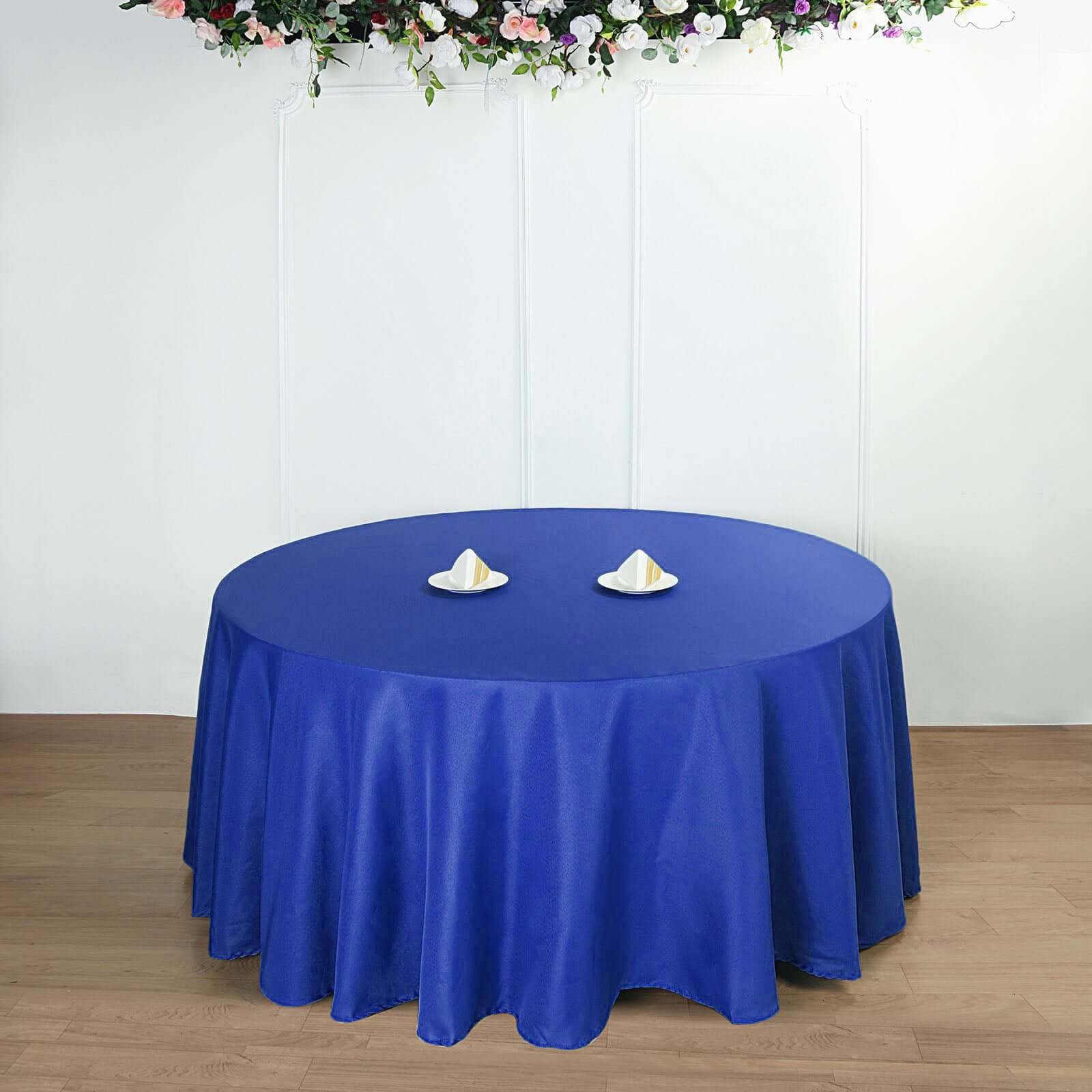 Polyester 132" Round Tablecloth Royal Blue - Seamless Chic Table Cover