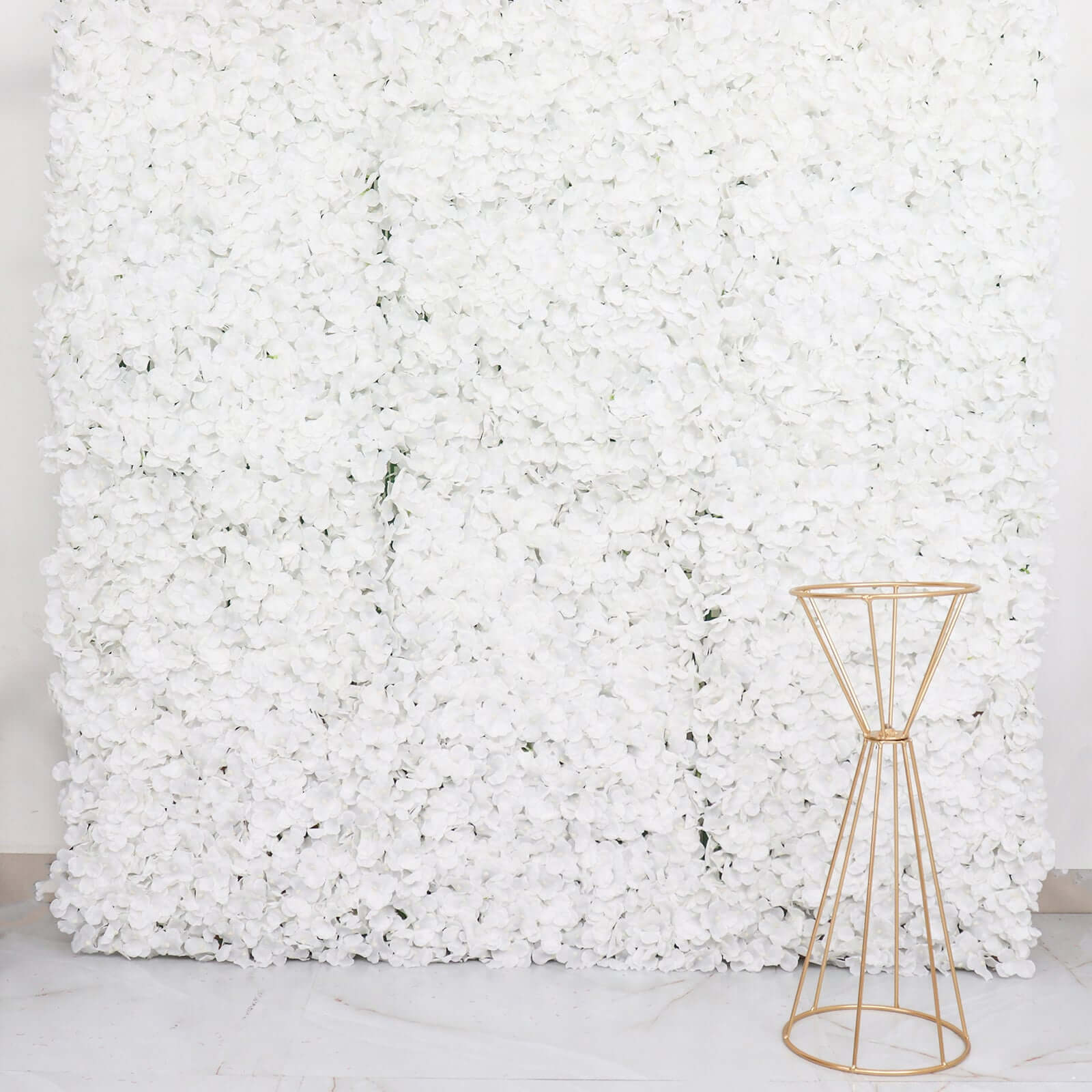 11 Sq ft. White UV Protected Hydrangea Flower Wall Mat Backdrop - 4 Artificial Panels