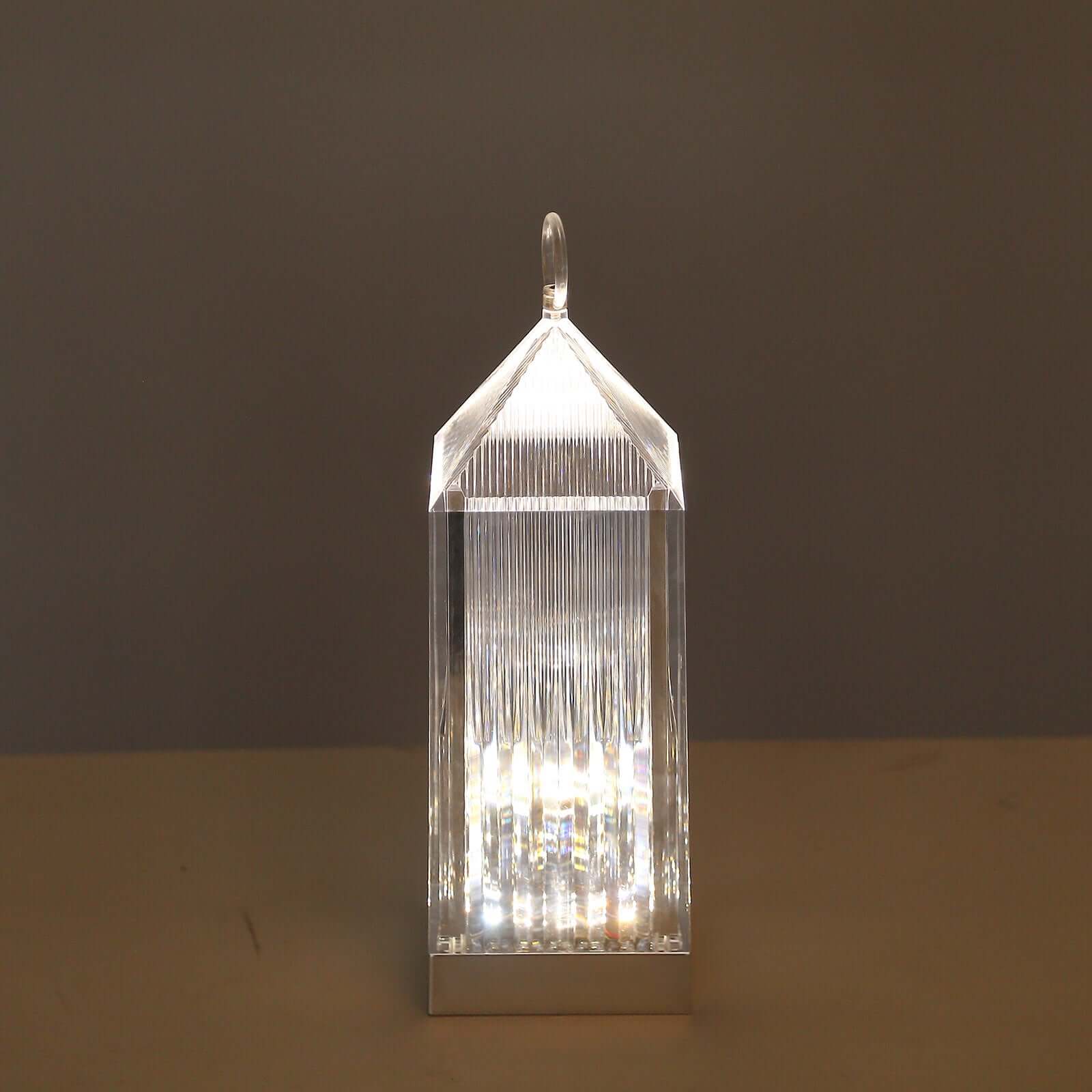 Acrylic LED Lantern Lamp Retro Lighthouse Design Rechargeable - Touch Control Crystal Decorative Night Light 11"