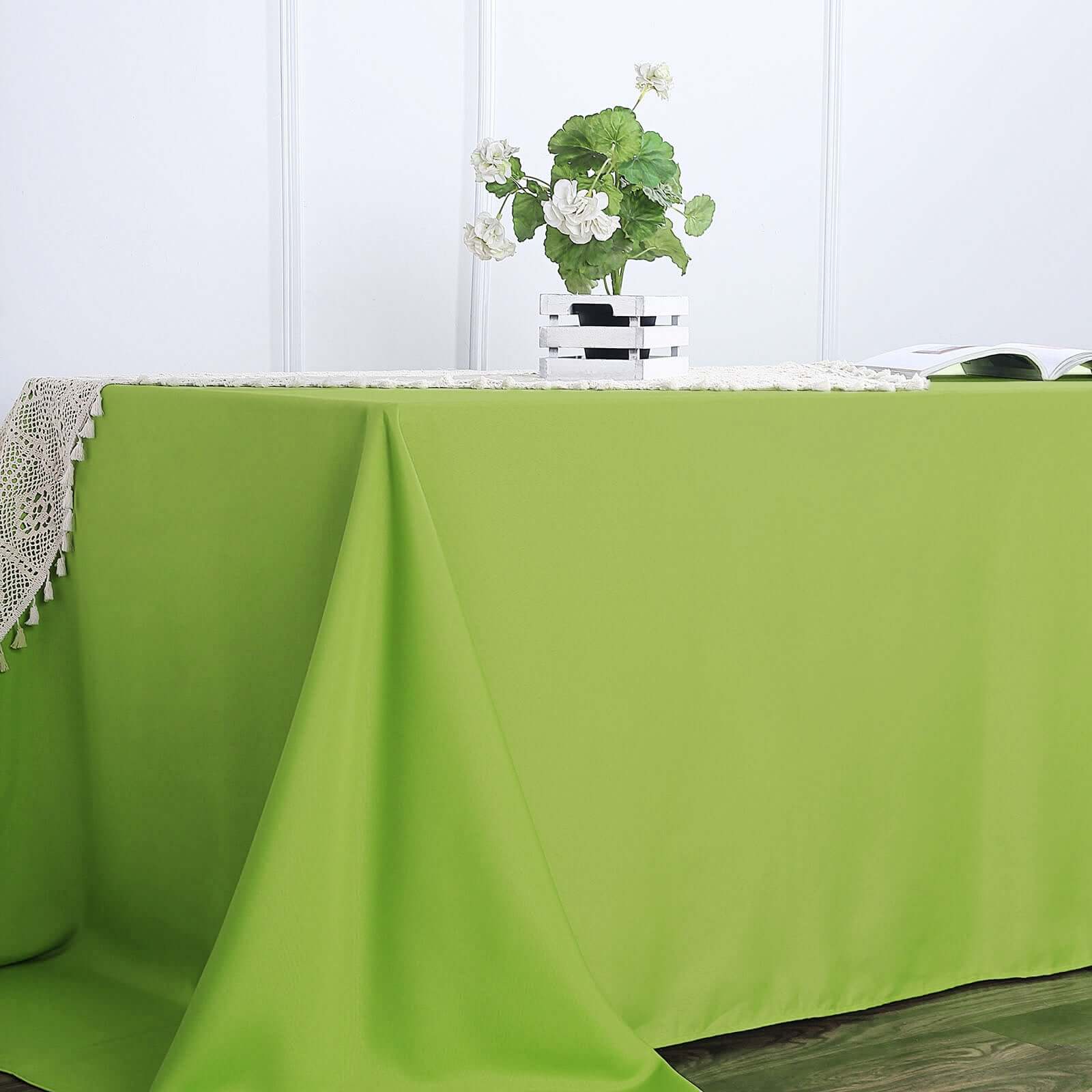 Polyester 90"x156" Rectangle Tablecloth Apple Green - Seamless Wrinkle-Resistant Table Cover