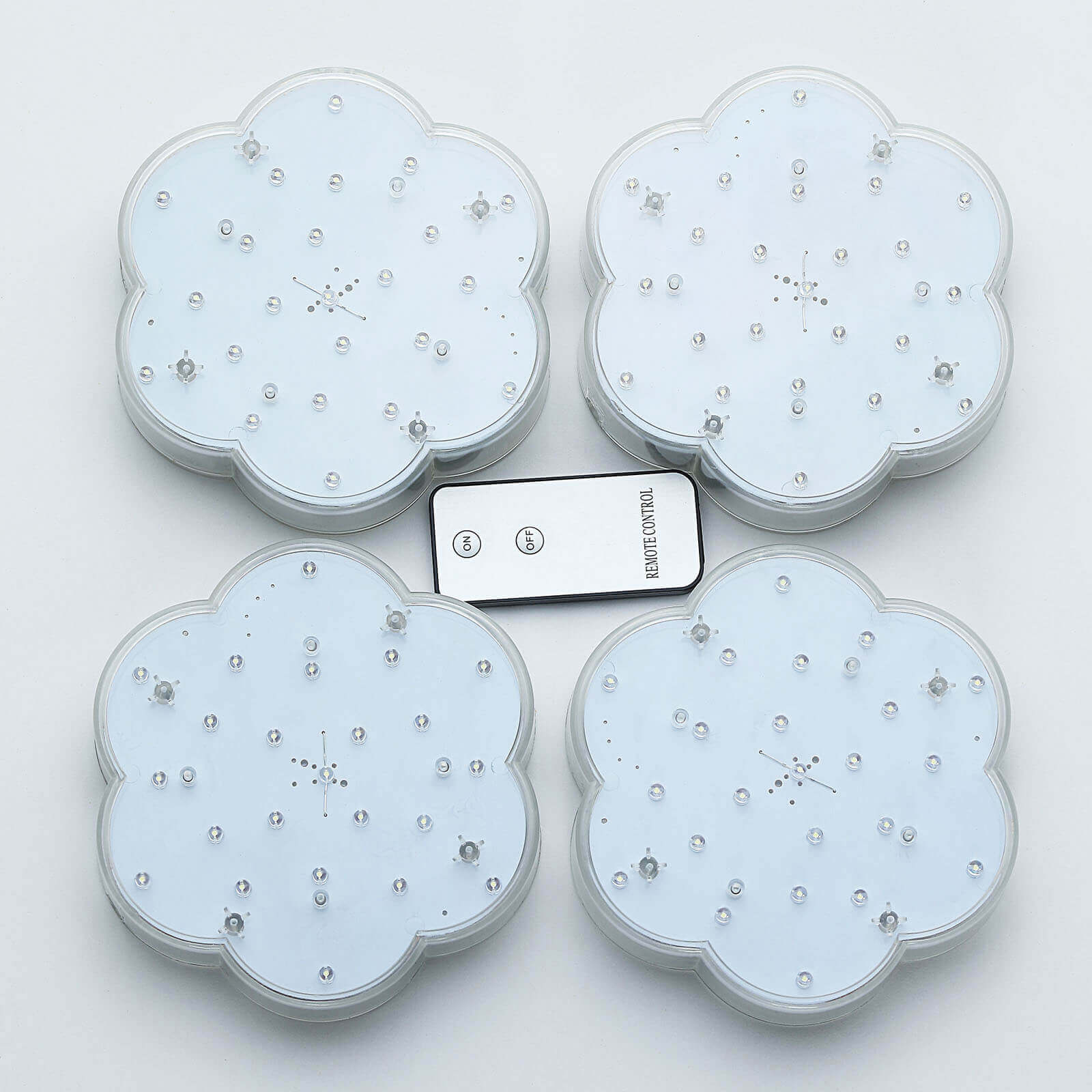 4-Pack LED Disc Lights Flower Shaped Design White - 23 LEDs with Remote DIY Lighting 6"