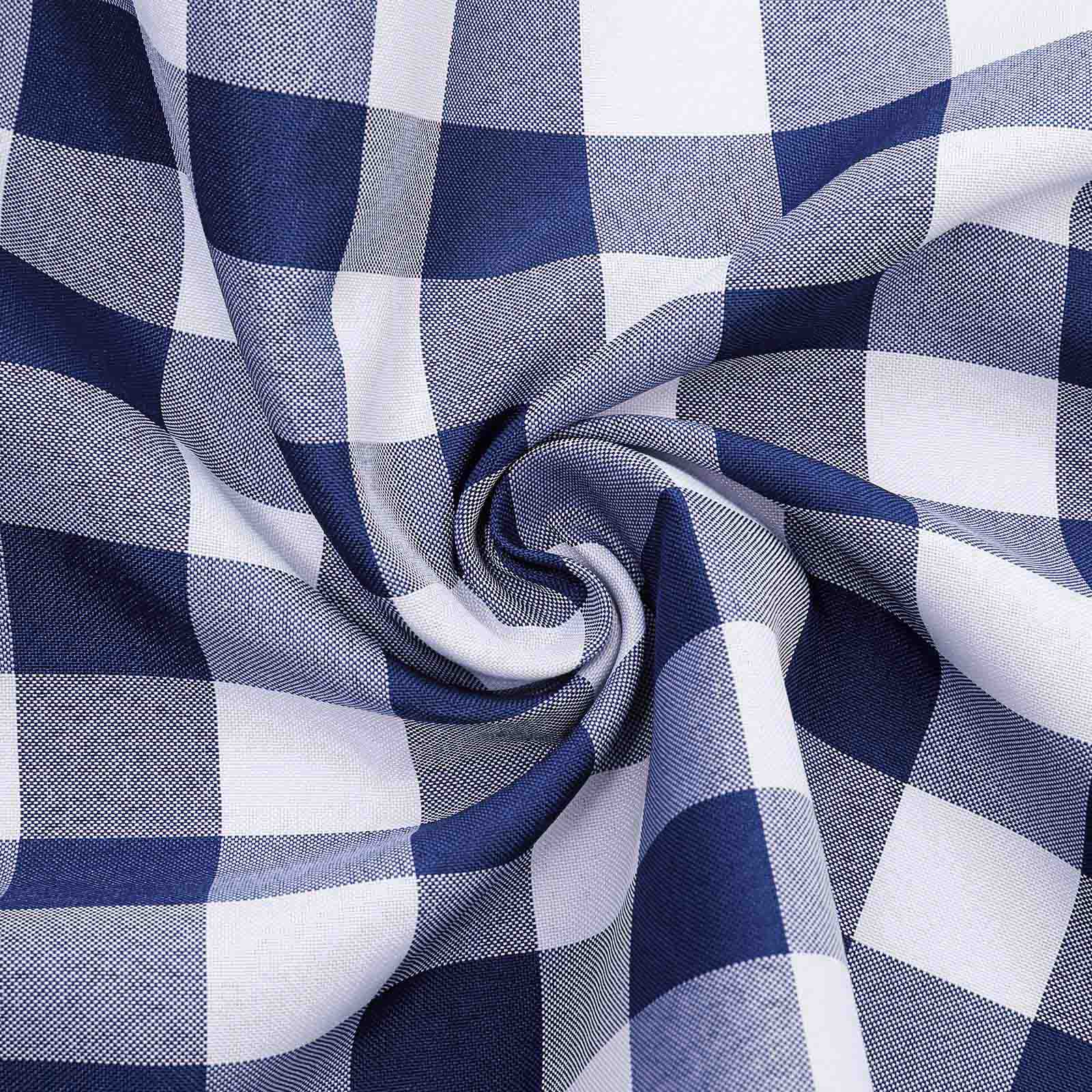 5 Pack Polyester 15"x15" Napkins Navy Blue/White Buffalo Plaid Gingham Style Cloth Napkins