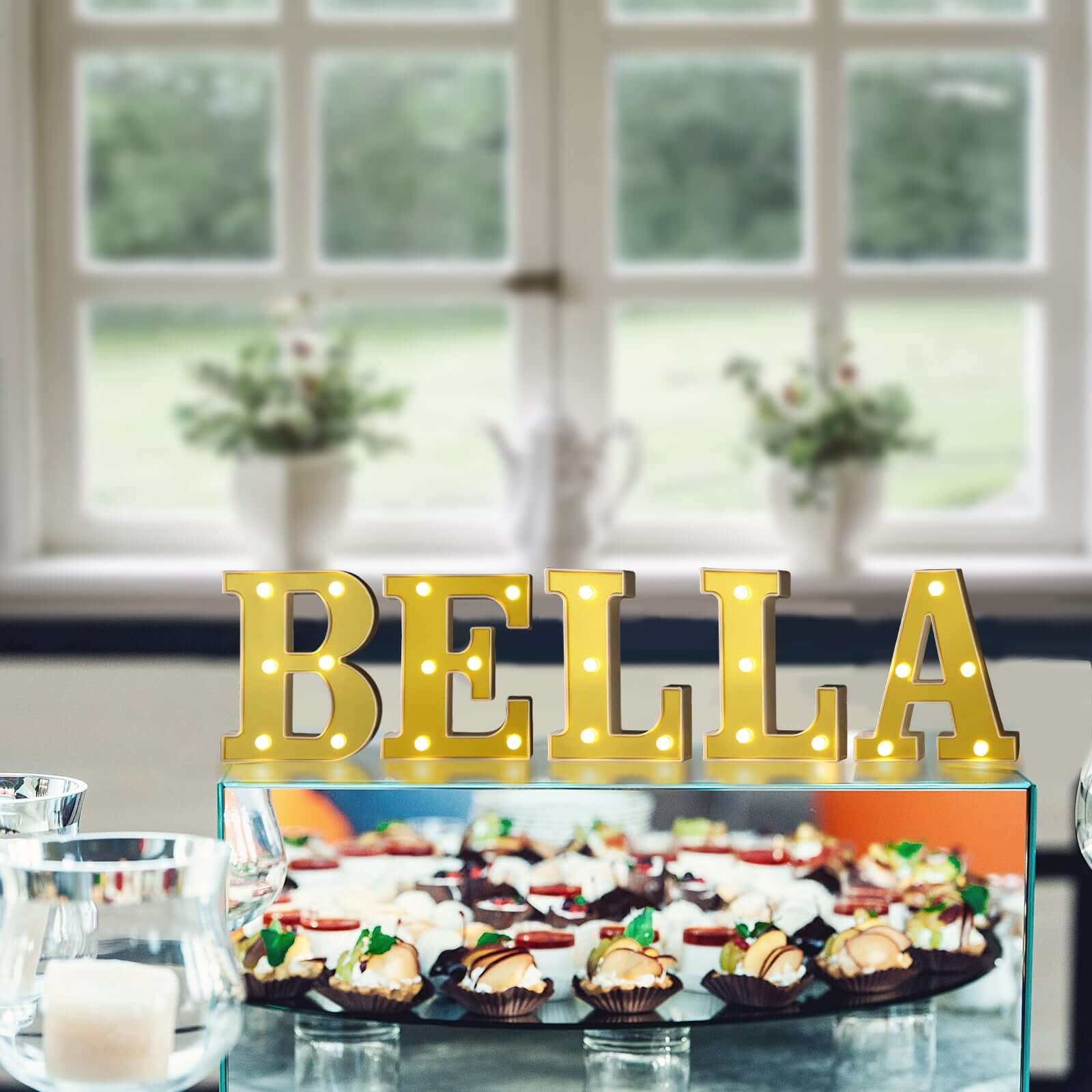 3D Marquee Letter "B" Warm White 6 LED Lights Gold - Chic Light-Up Decor for Events 6"