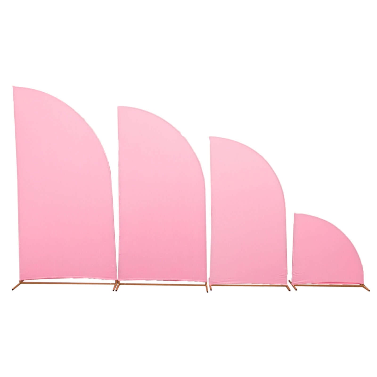 Set of 4 Matte Pink Spandex Half Moon Chiara Backdrop Stand Covers, Custom Fitted Wedding Arch Covers - 2.5ft,5ft,6ft,7ft