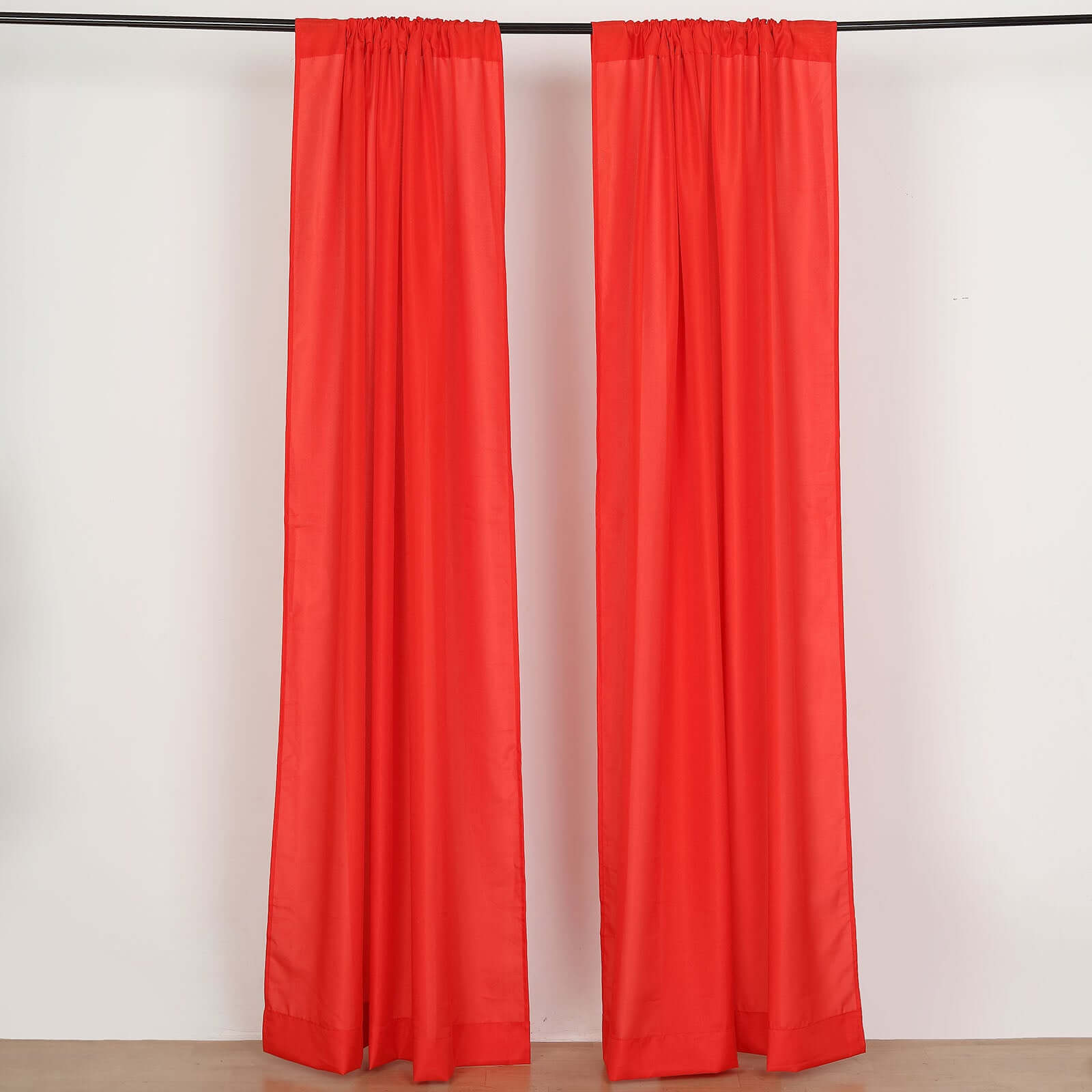 2 Pack Red Polyester Event Curtain Drapes, 10ftx8ft Backdrop Event Panels With Rod Pockets 130 GSM