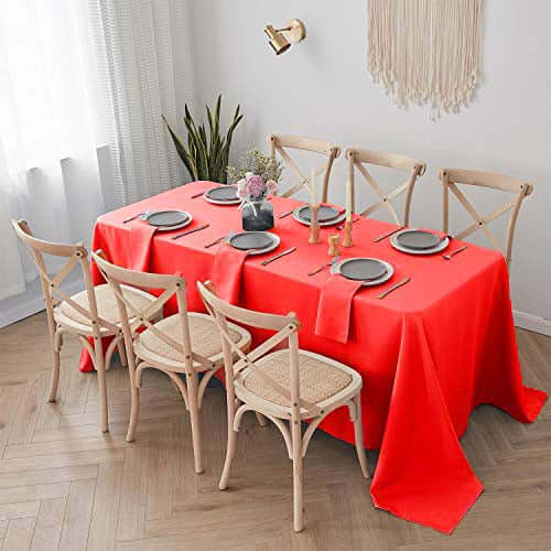 Polyester 90"x132" Rectangle Tablecloth Red - Seamless Wrinkle-Resistant Table Cover