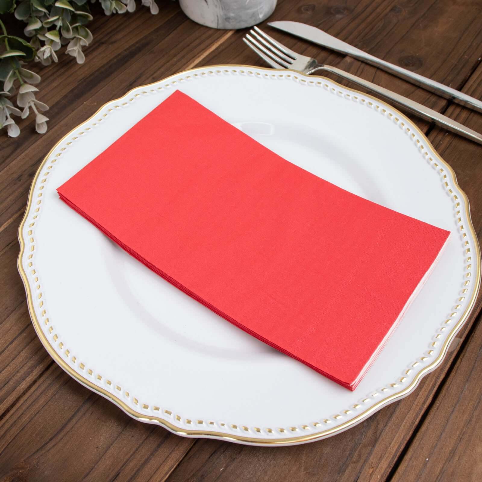 50-Pack Paper Napkins Red - Soft Disposable 2-Ply Dinner Napkins for Weddings