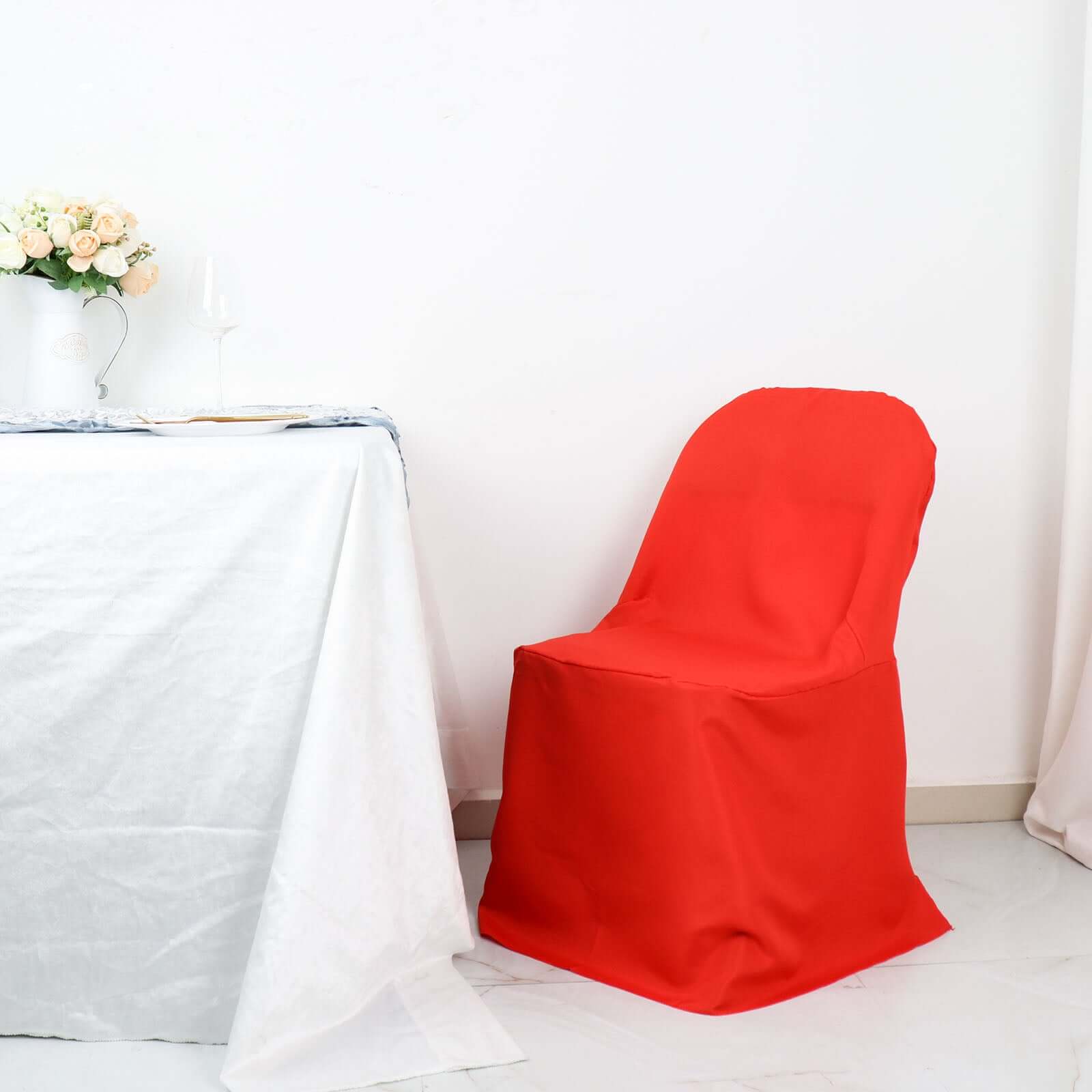 Polyester Slip On Folding Chair Covers Red - Stain-Resistant Reusable Durable Fabric