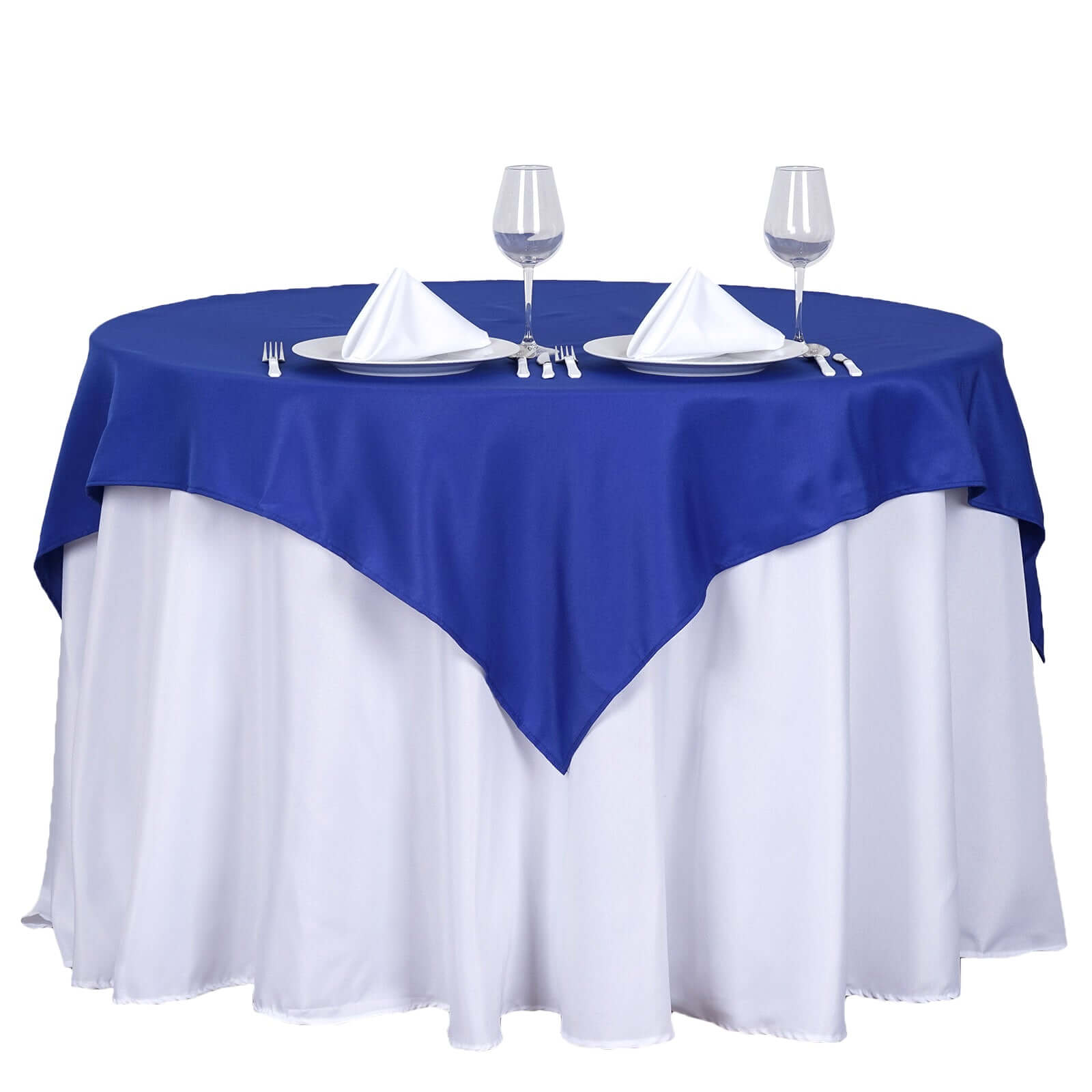 Polyester 54"x54" Table Overlay Square Tablecloth Royal Blue - Wrinkle-Resistant & Durable Table Cover