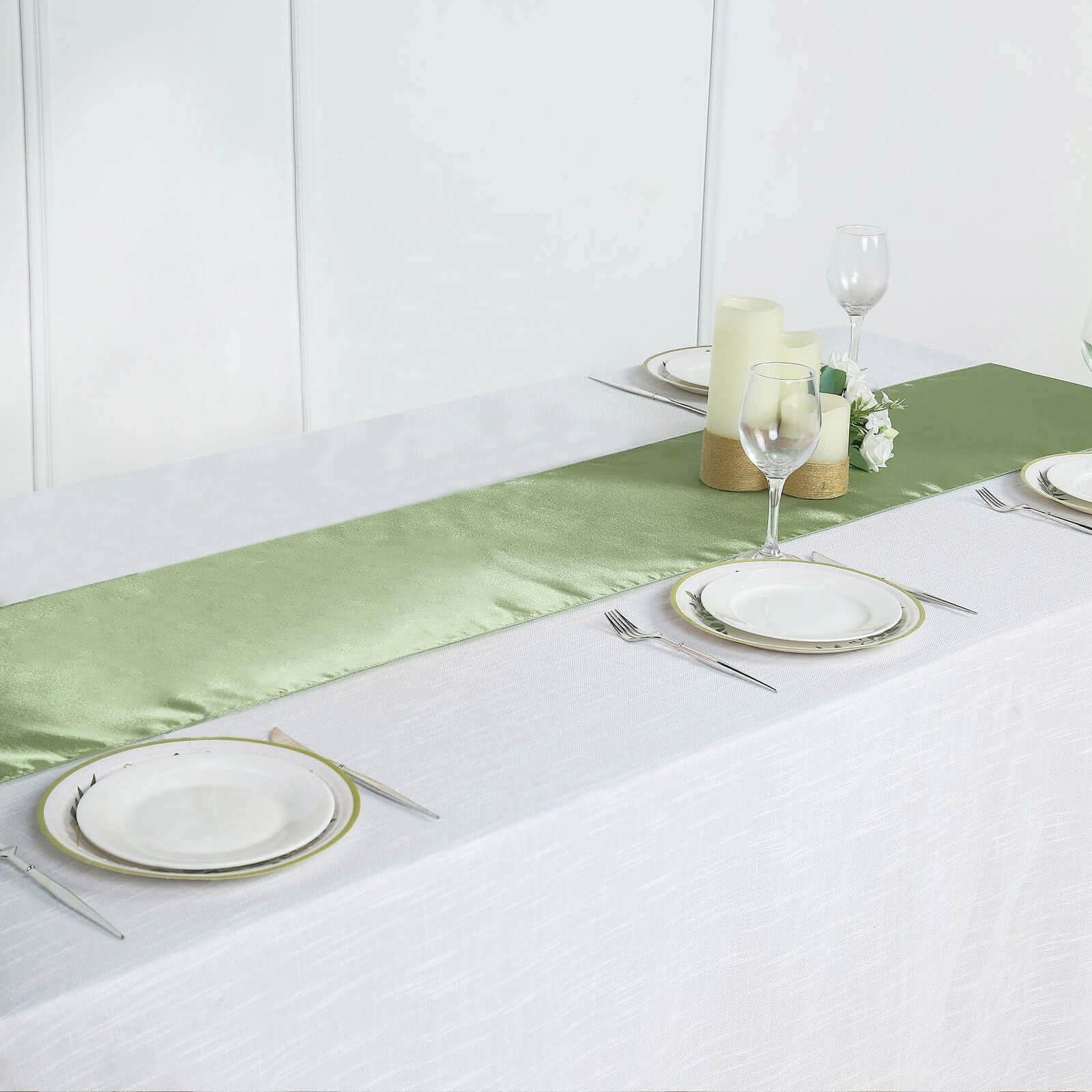 Satin 12"x108" Table Runner Sage Green - Stylish Table Linen