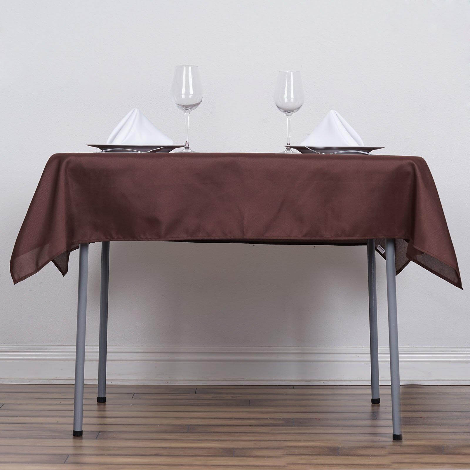 Polyester Square 54"x54" Tablecloth Chocolate - Wrinkle-Resistant & Durable Table Cover