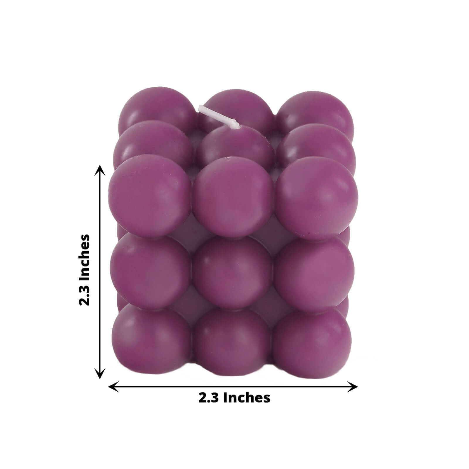 2-Pack Decorative Paraffin Wax Candles Bubble Cube Design Burgundy - Unscented Long Burning Pillar Candle Set 2"