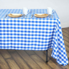 Polyester 60"x126" Rectangle Tablecloth White/Blue - Buffalo Plaid Checkered Table Cover