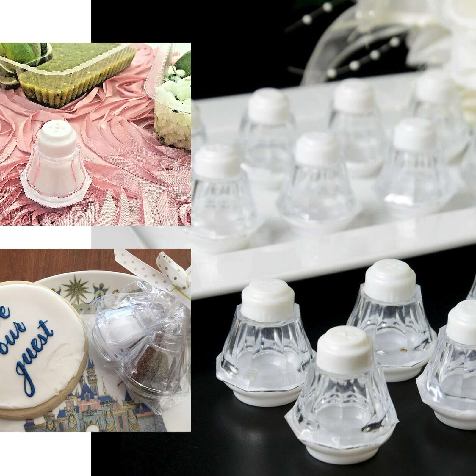 12 Pack 2.5" Clear Plastic Salt and Pepper Shakers Party Favor Gifts